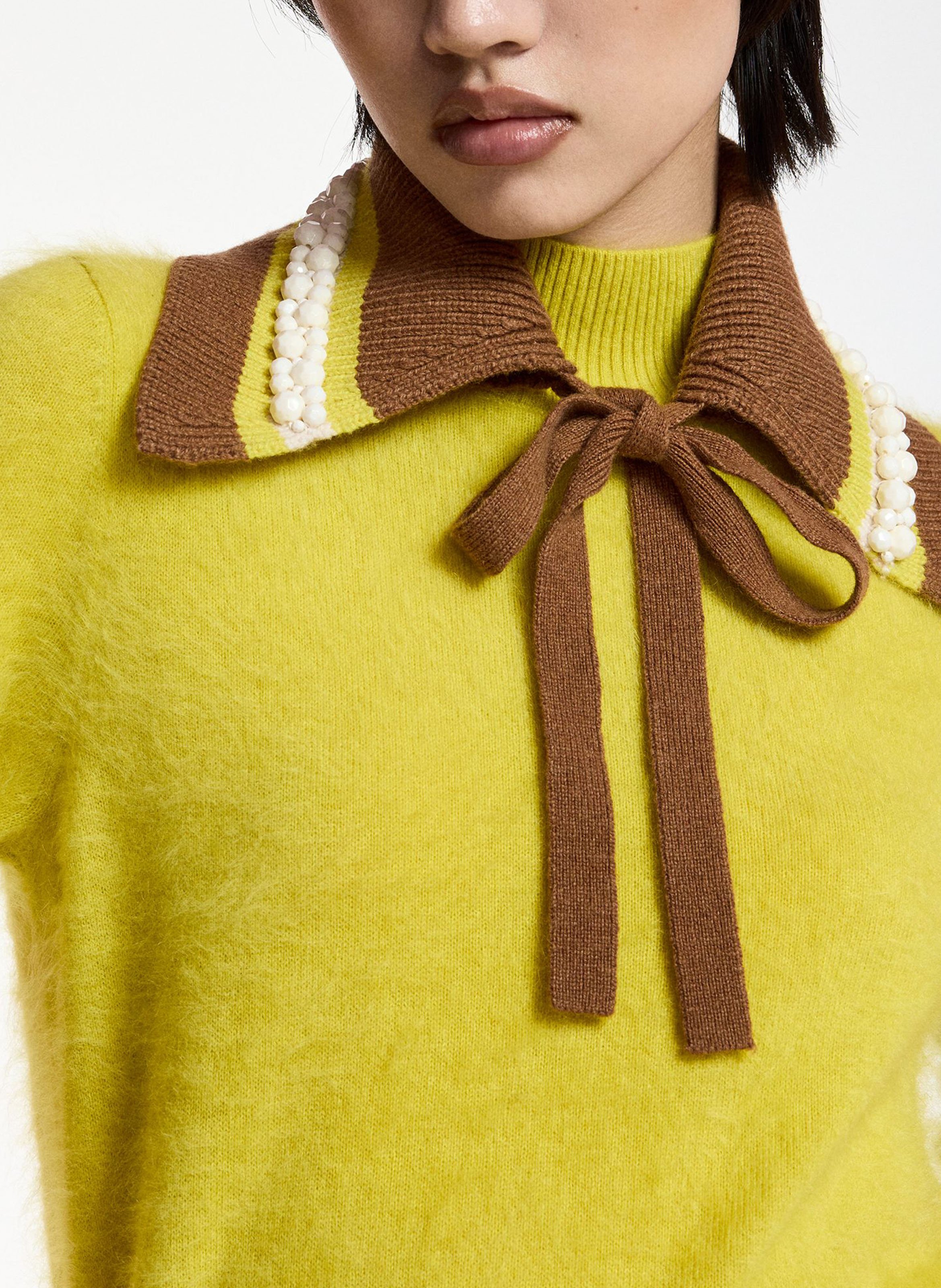 Removable tie-neck collar in a wool blend ESSENTIEL ANTWERP Brown