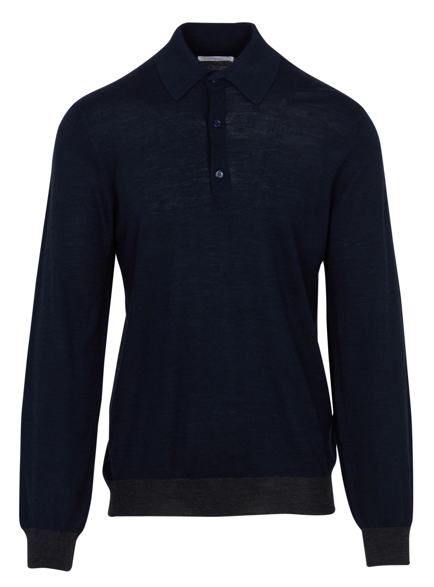 Polo manches longues en laine MAJESTIC FILATURES Bleu