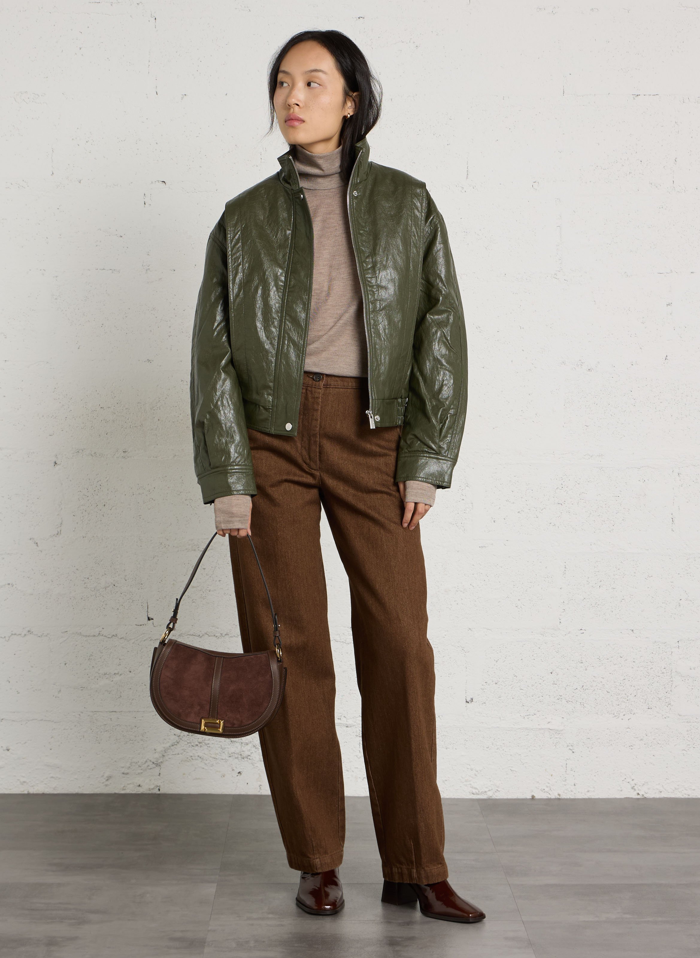 Sac bandoulière en cuir de vachette LANCEL Marron
