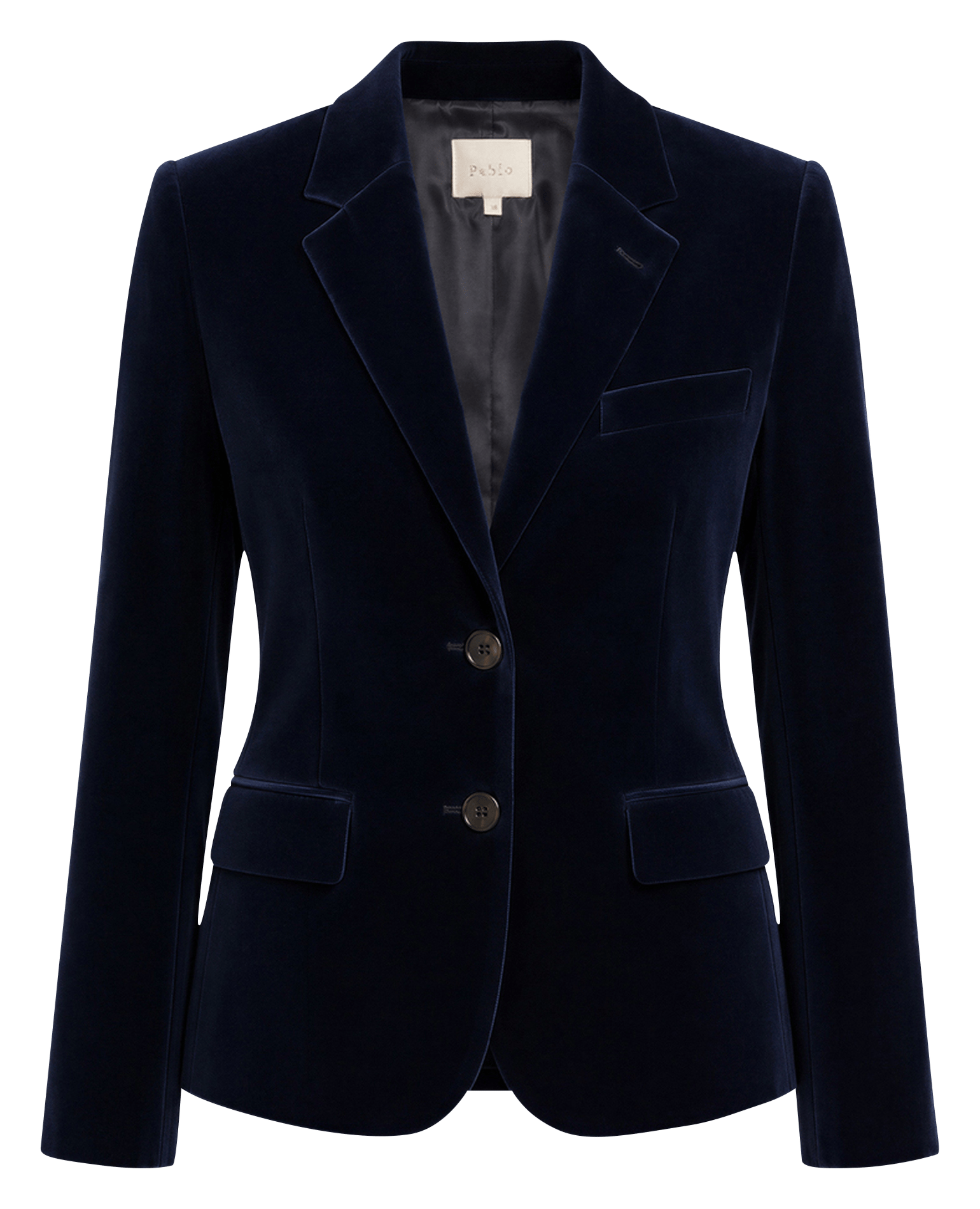 Getailleerde blazer van gladde katoenmix fluweel PABLO Blauw