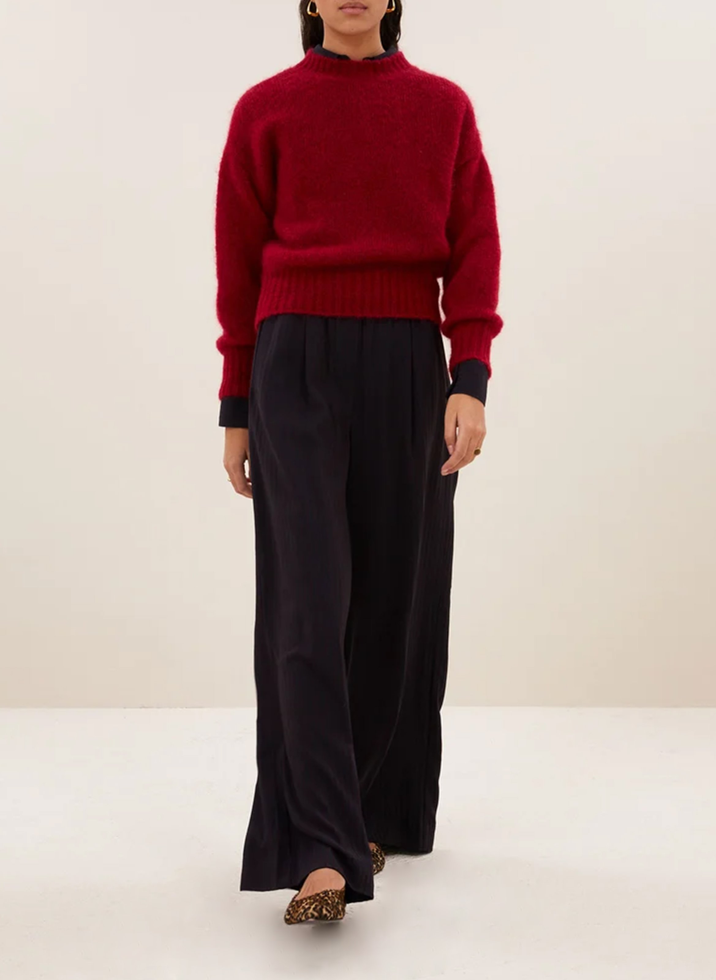 Pantalon large à rayures BY BAR Rouge