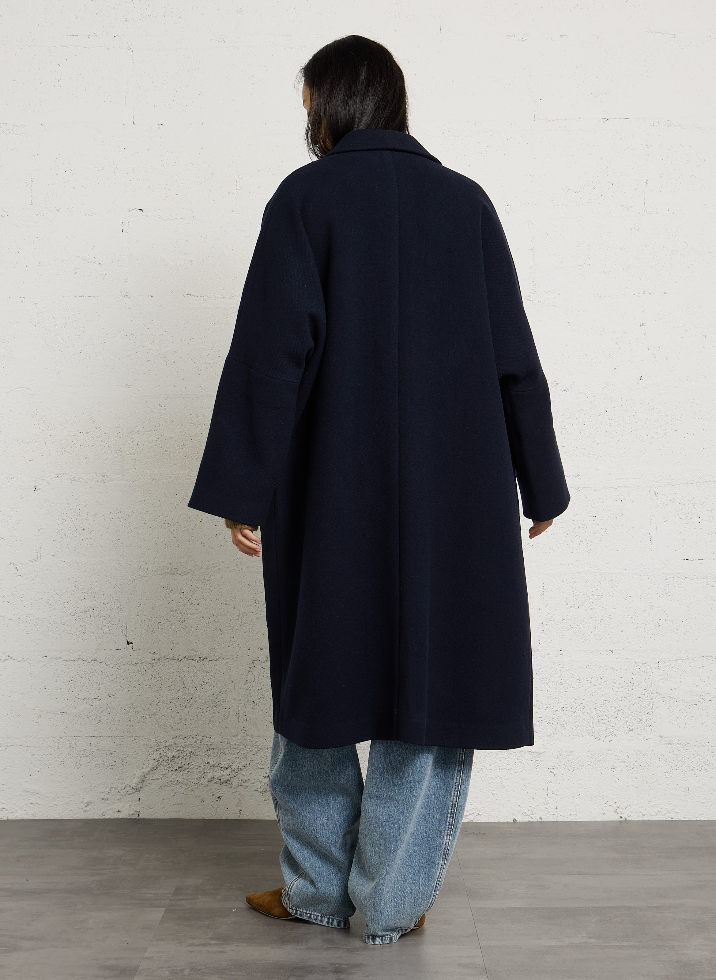 Lange ruime mantel van gemengde wol MASSCOB Blauw