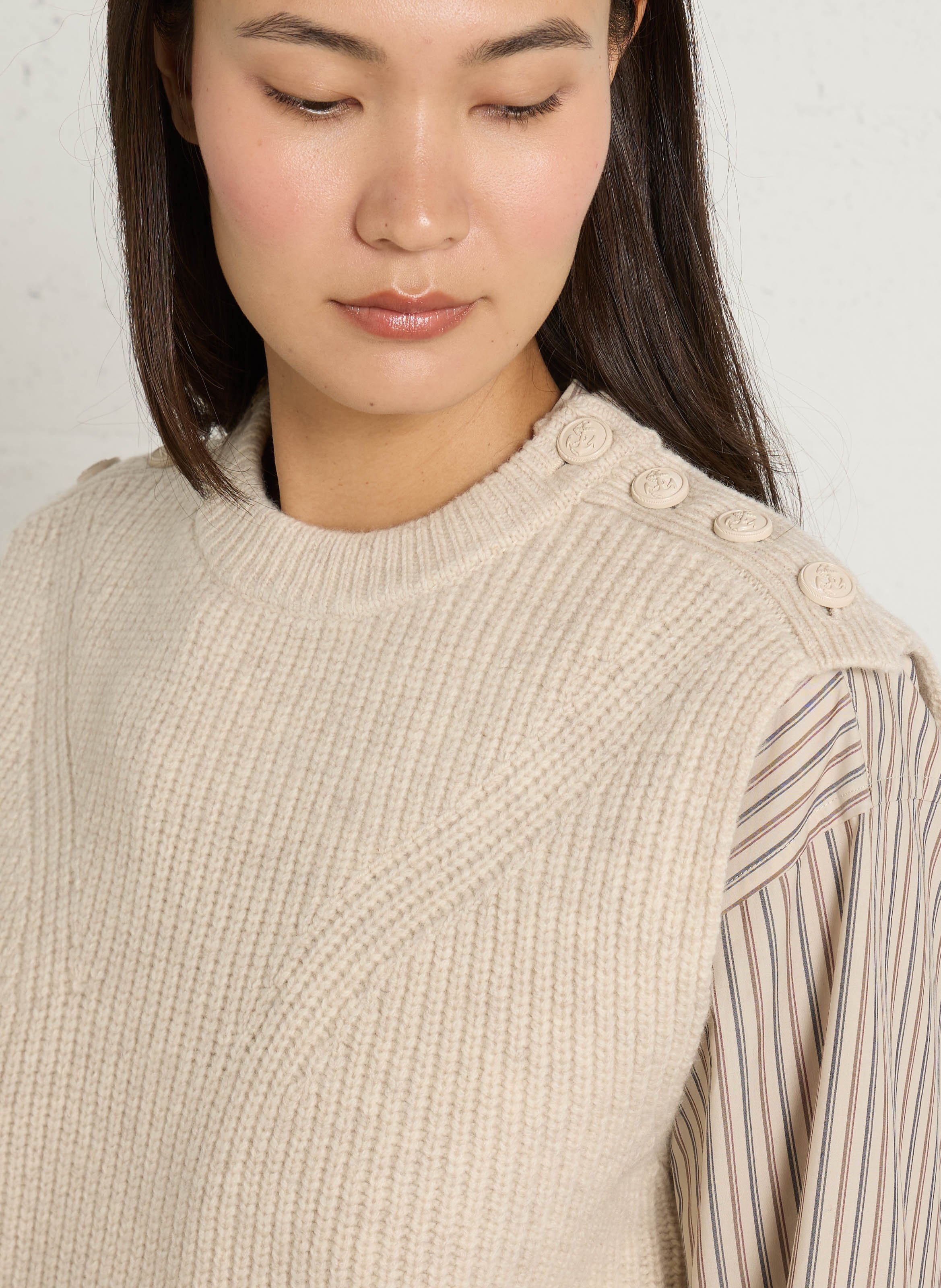 Sleeveless merino wool sweater LEON & HARPER Beige