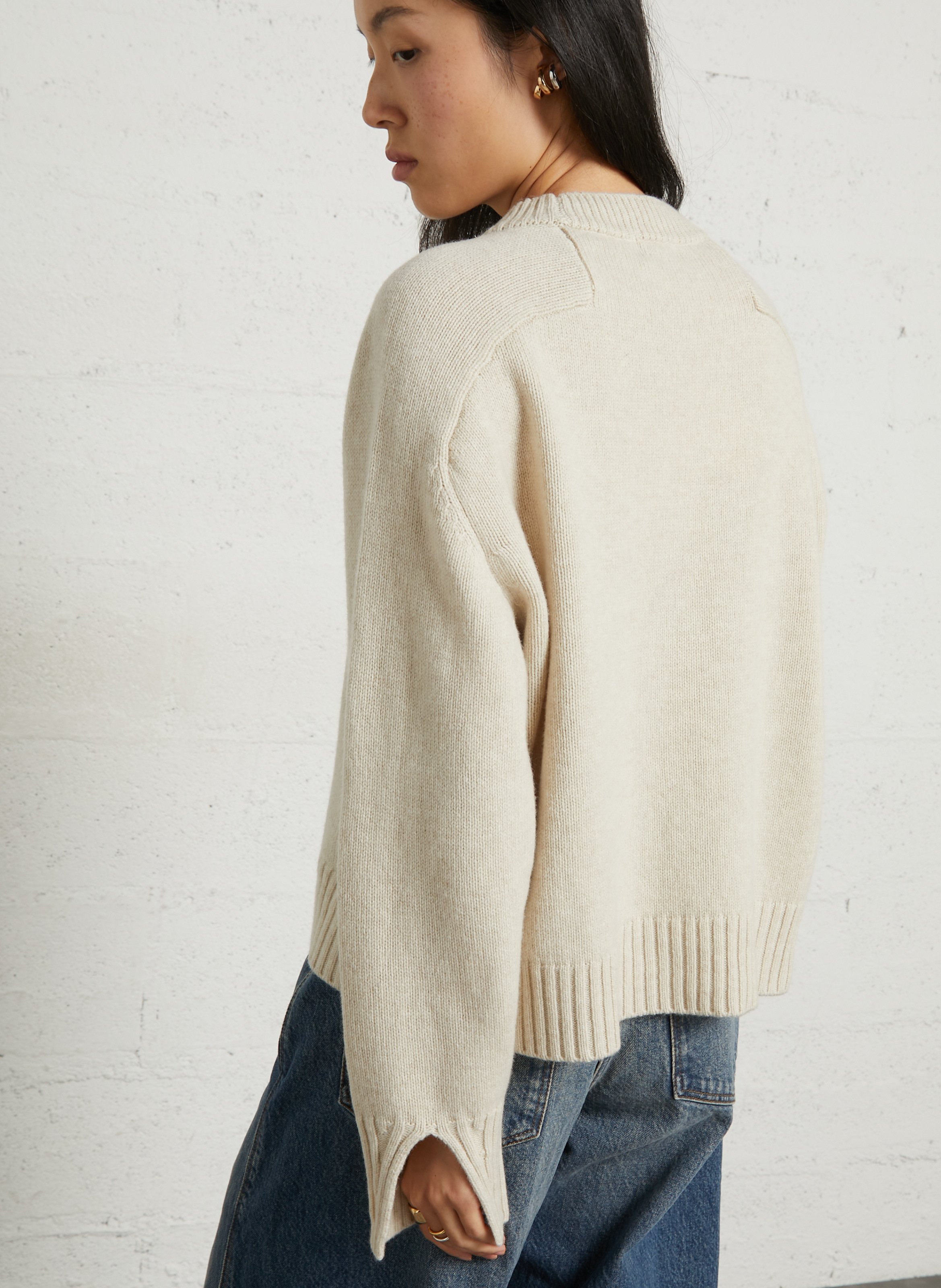 Pull oversize col rond en laine  SOEUR Beige