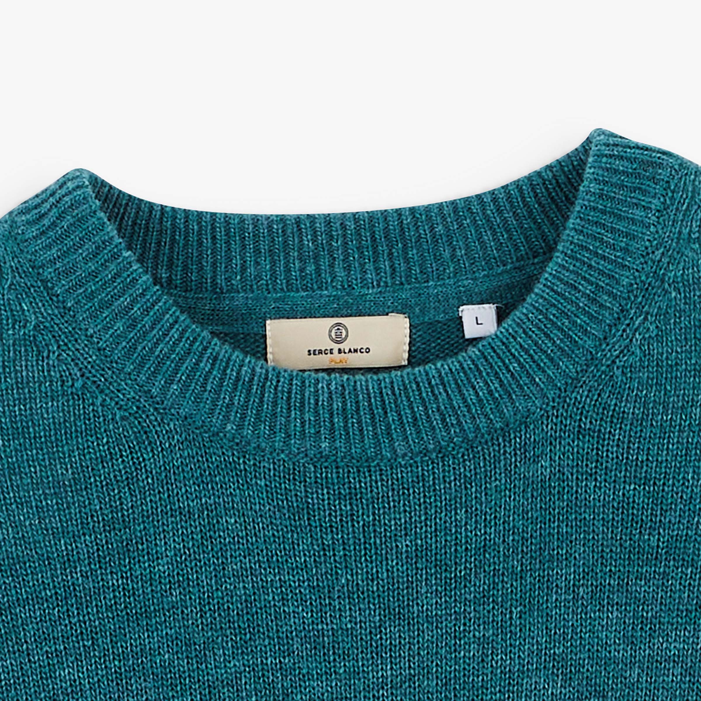 MADANI duck blue crew-neck wool sweater sbplay SERGE BLANCO Blue