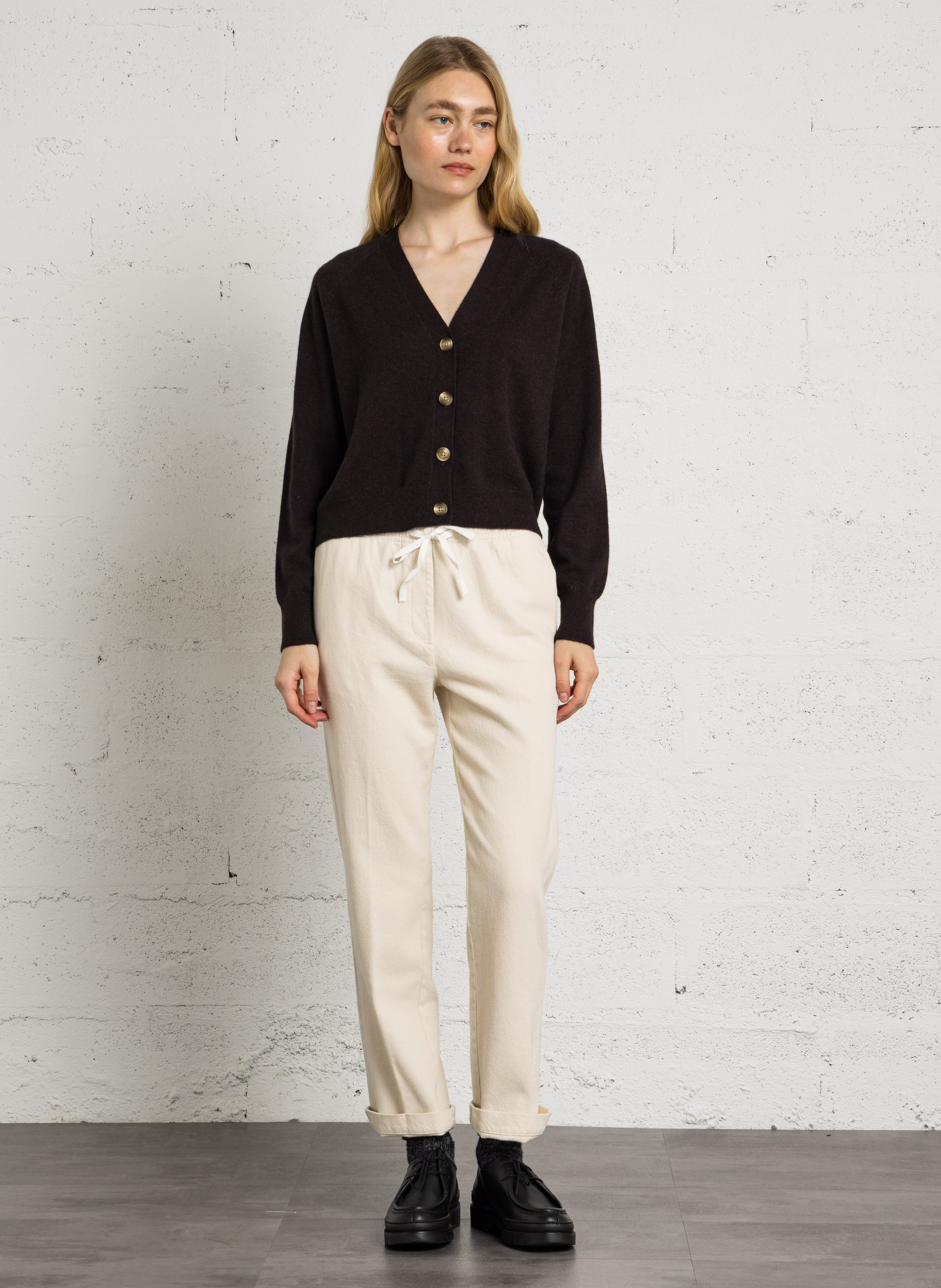 Pantalon droit en coton HARTFORD Beige