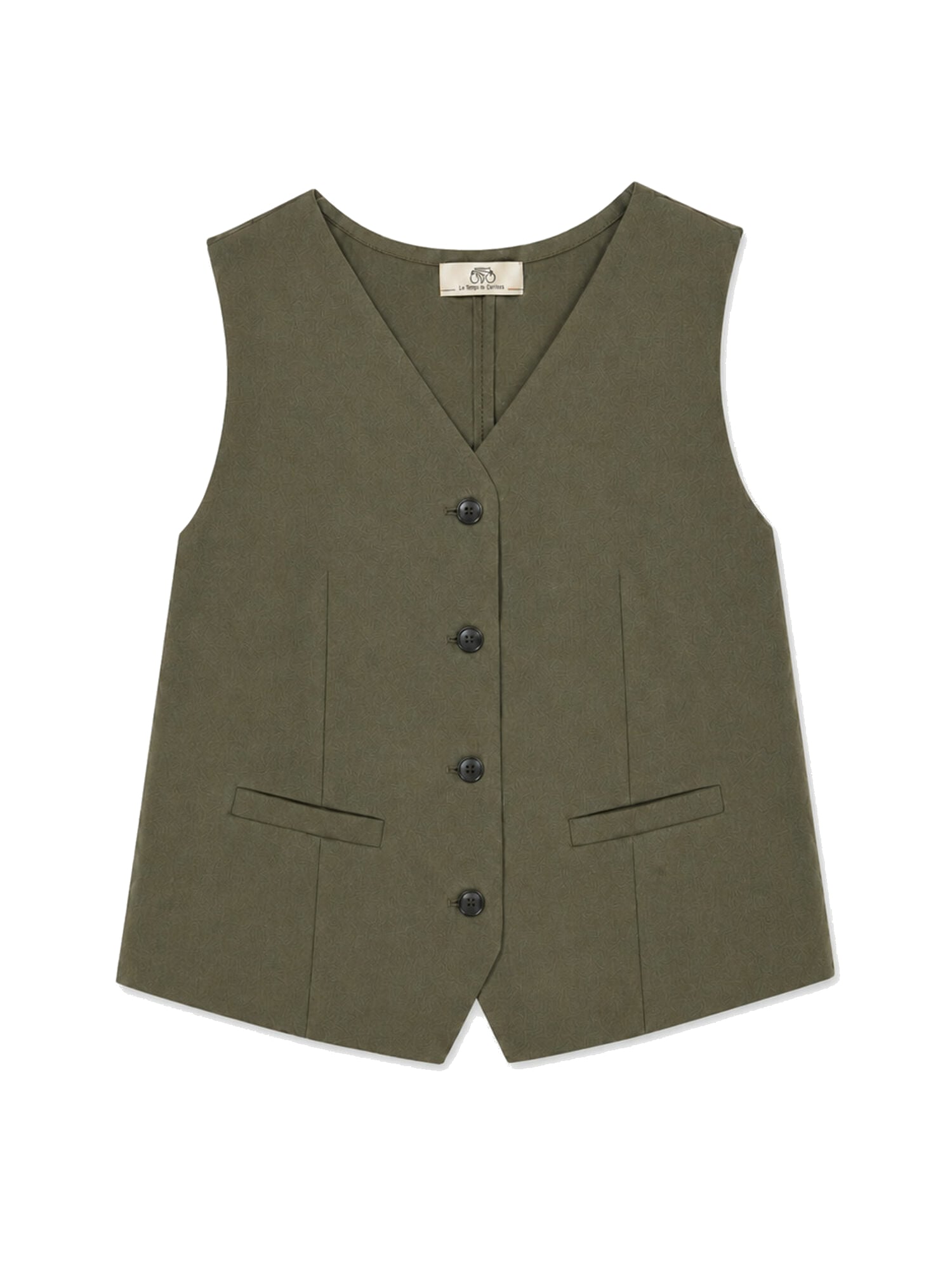 Buttoned V-neck sleeveless cardigan LE TEMPS DES CERISES Khaki