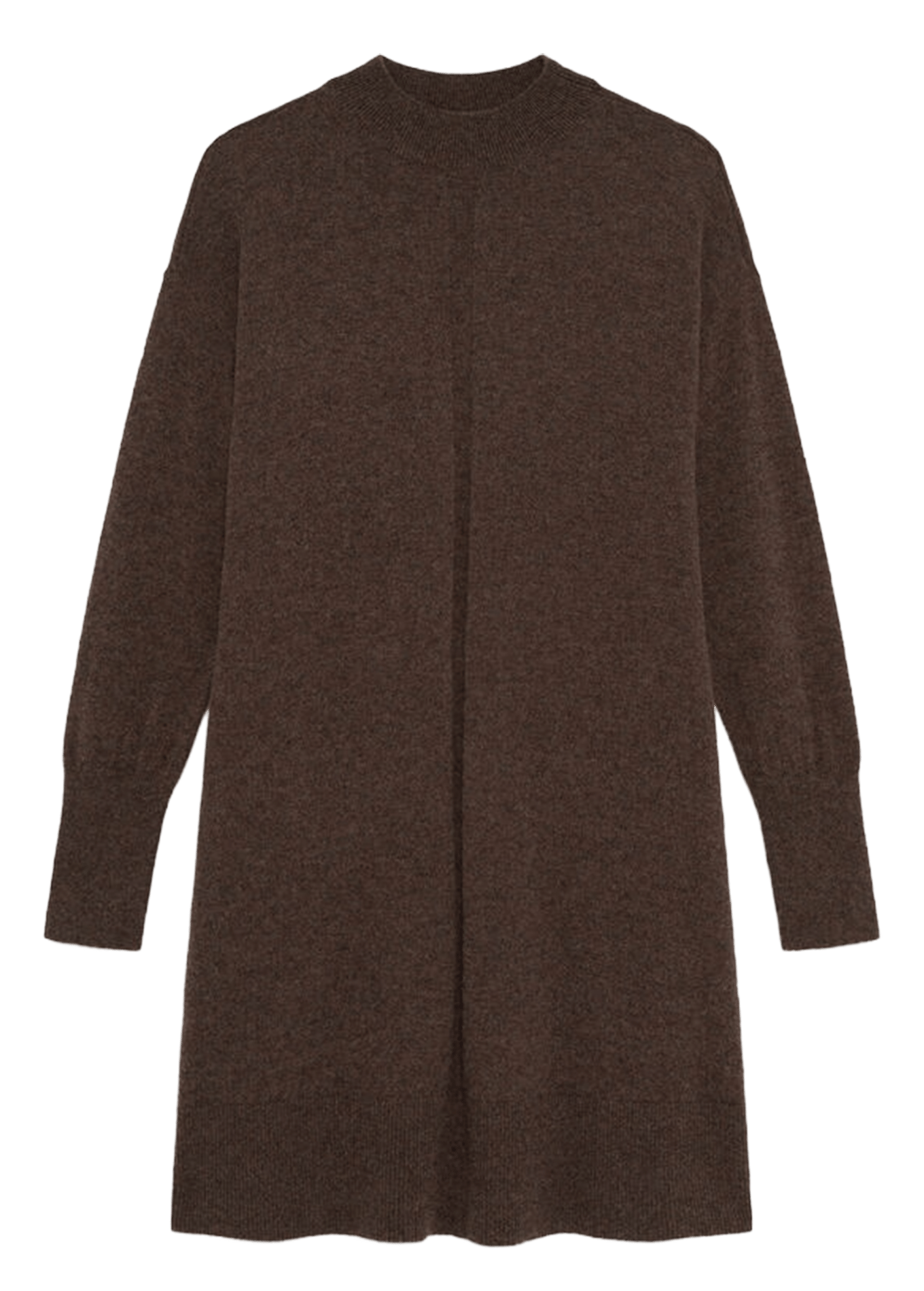Robe courte col rond en laine mélangée CAROLL Marron