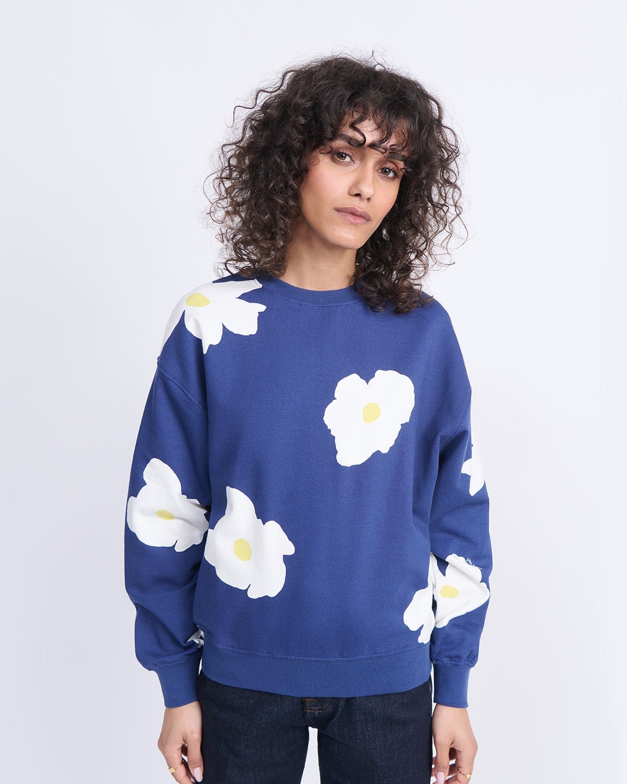 Organic cotton sweatshirt with floral print EMOI EMOI Blue