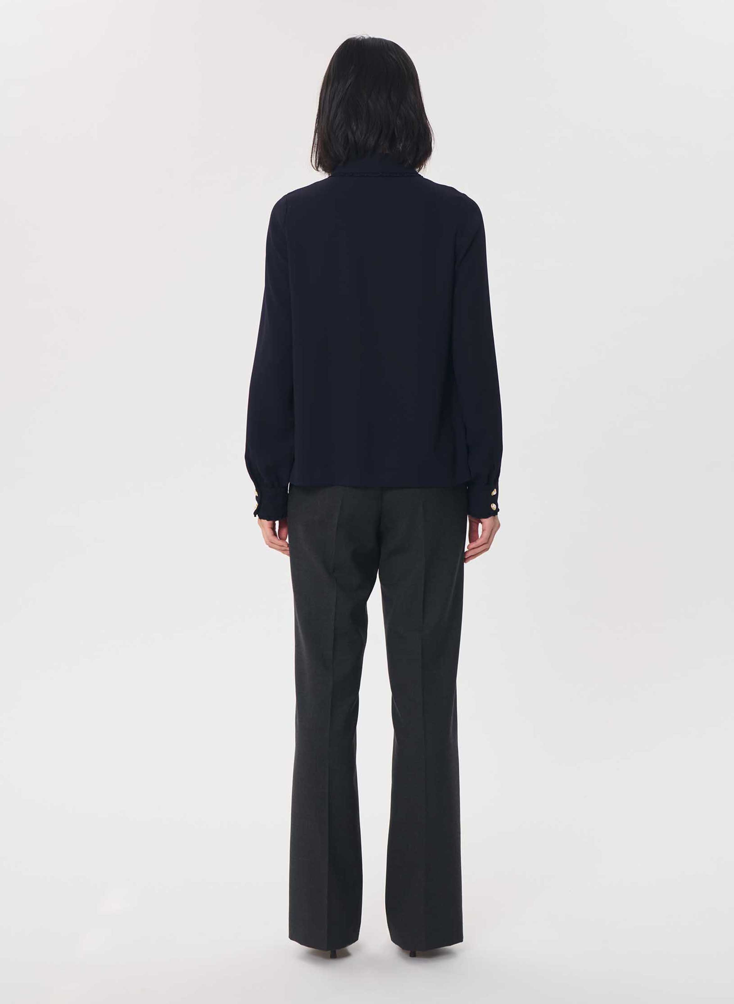 Effen polo met lange mouwen en rechte pasvorm TARA JARMON Blauw