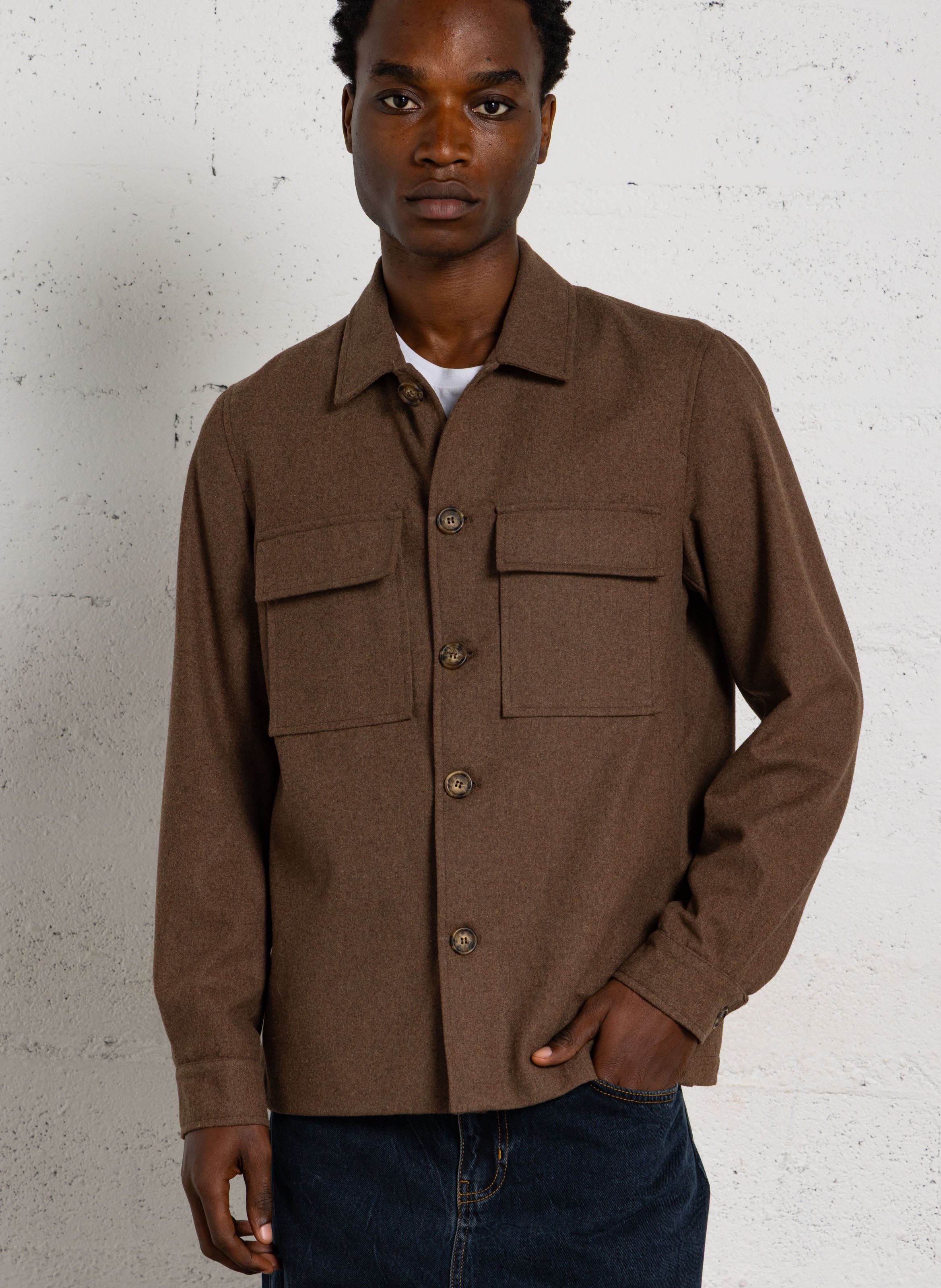 Chemise droite col classique IMPERIAL Marron