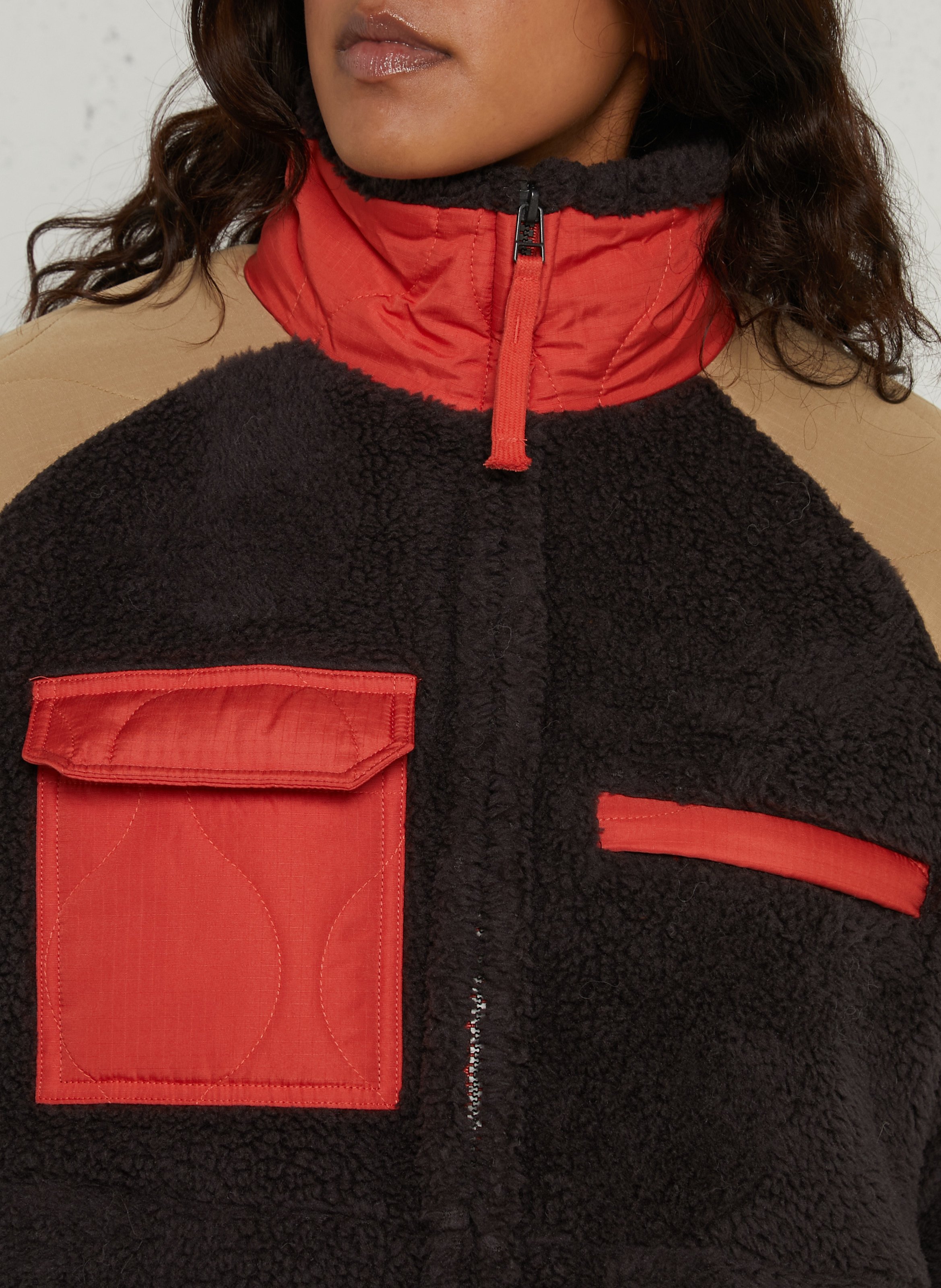 Sherpa jas met rits en opstaande kraag TAION Bruin