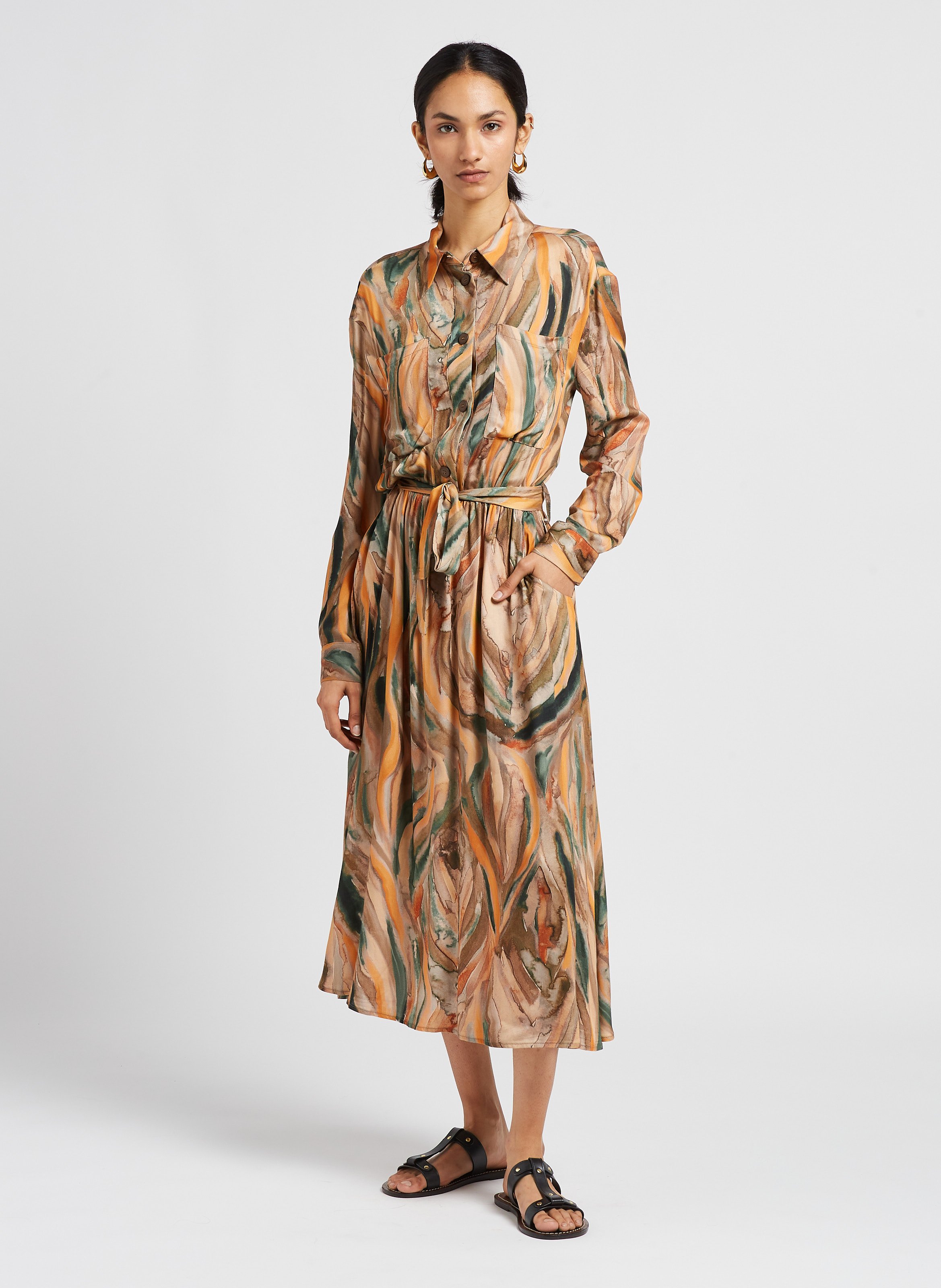 Long dress with classic collar PLEASE Multicolored