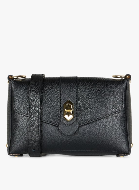 Sac bandoulière en cuir Noir Lancaster paris Femme Place des