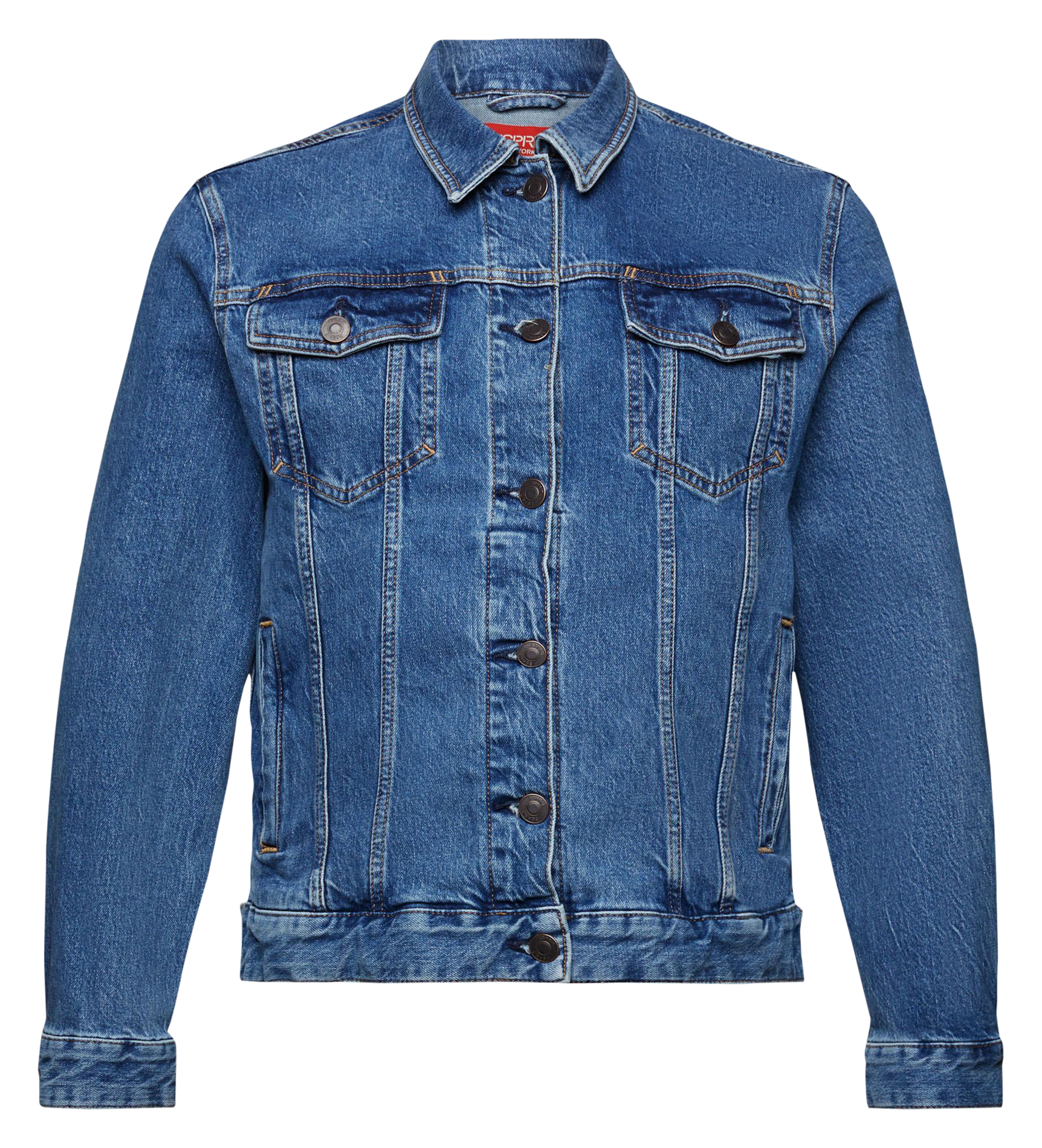 Cotton-blend denim jacket with classic collar ESPRIT Faded jeans