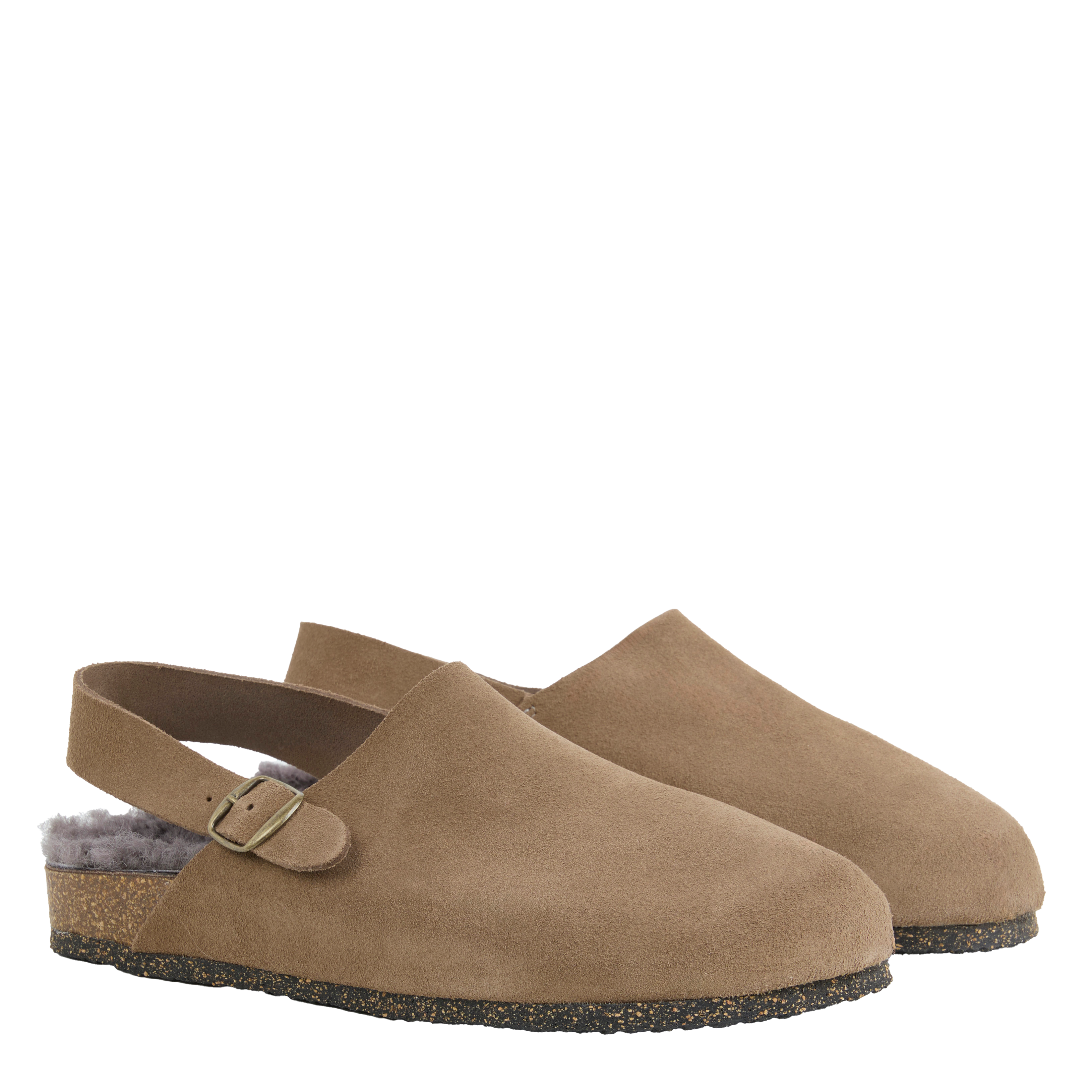 Platte slippers van veloursleer BOSABO Beige