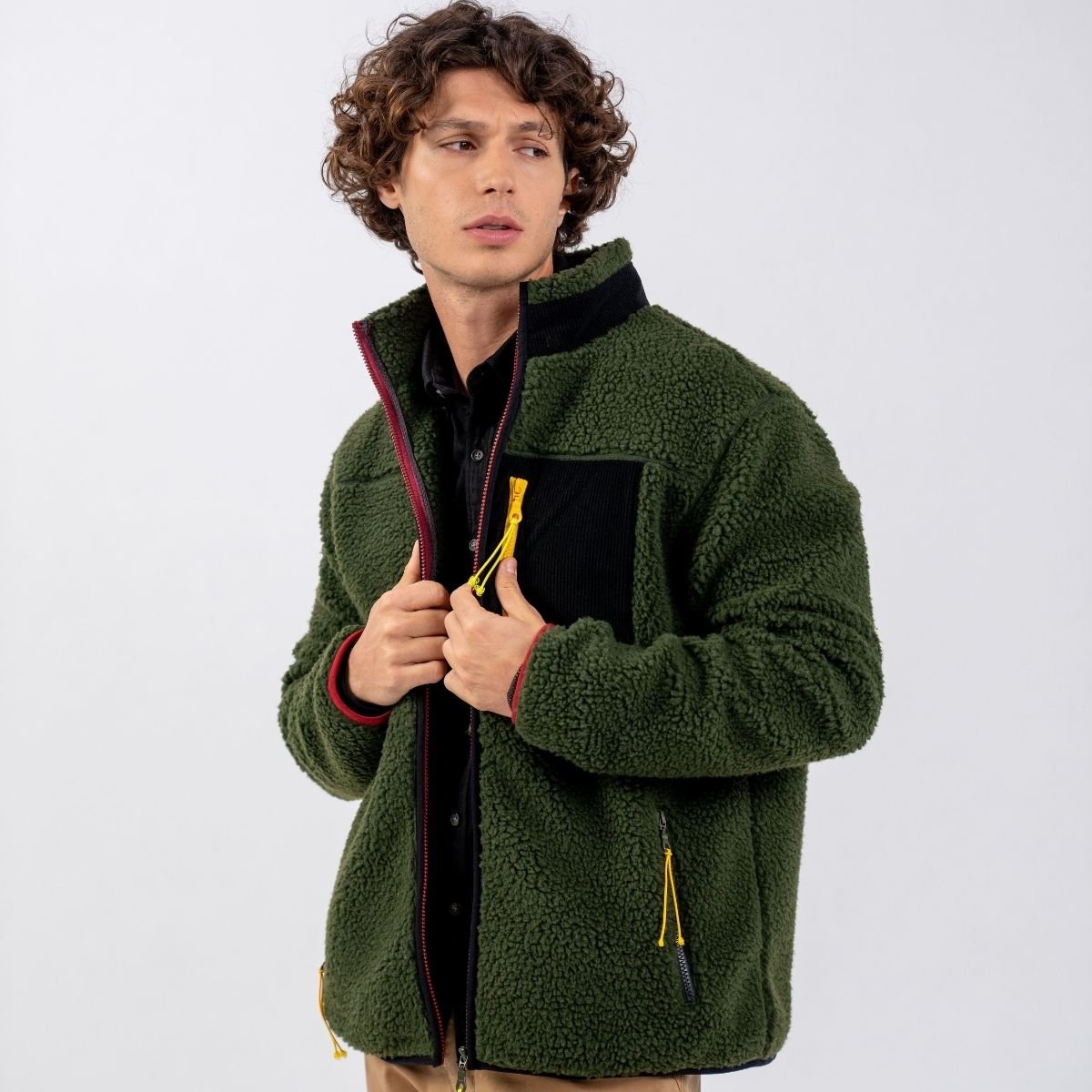 Sherpa zip-up jacket BILLYBELT Khaki