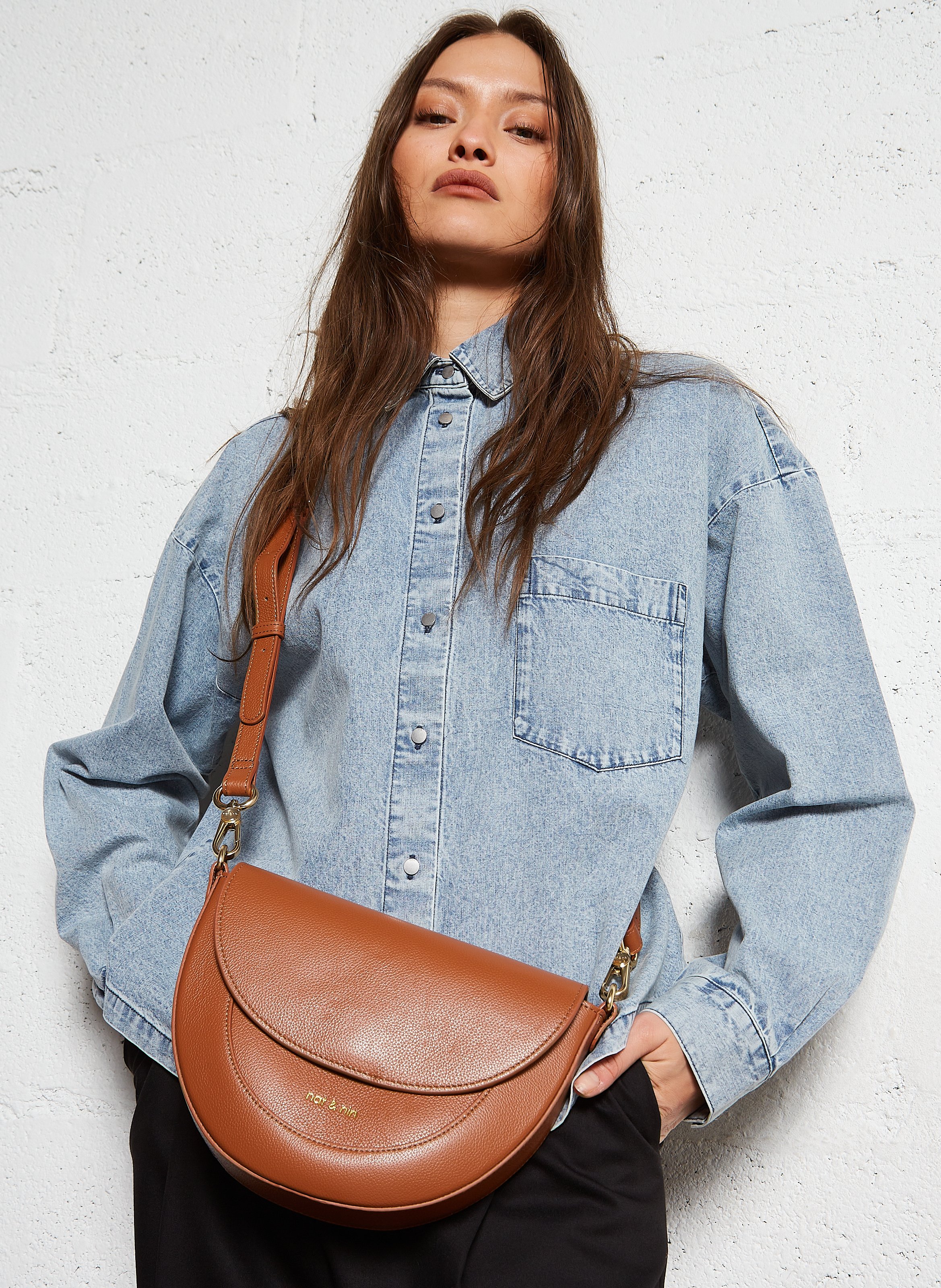 Aktentasche aus Nubukleder NAT & NIN Braun