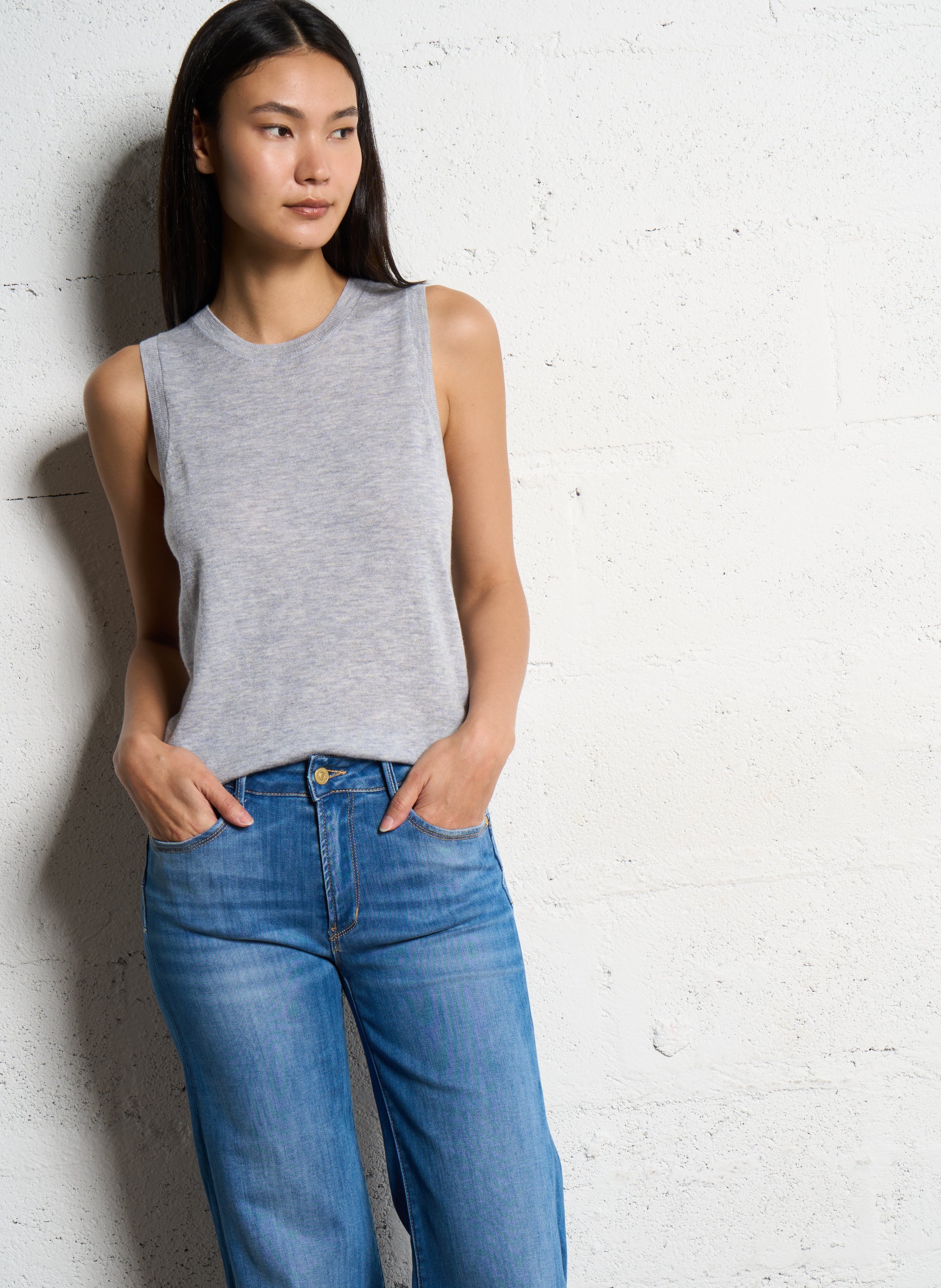 Pull sans manches ample  LA PETITE ETOILE Gris