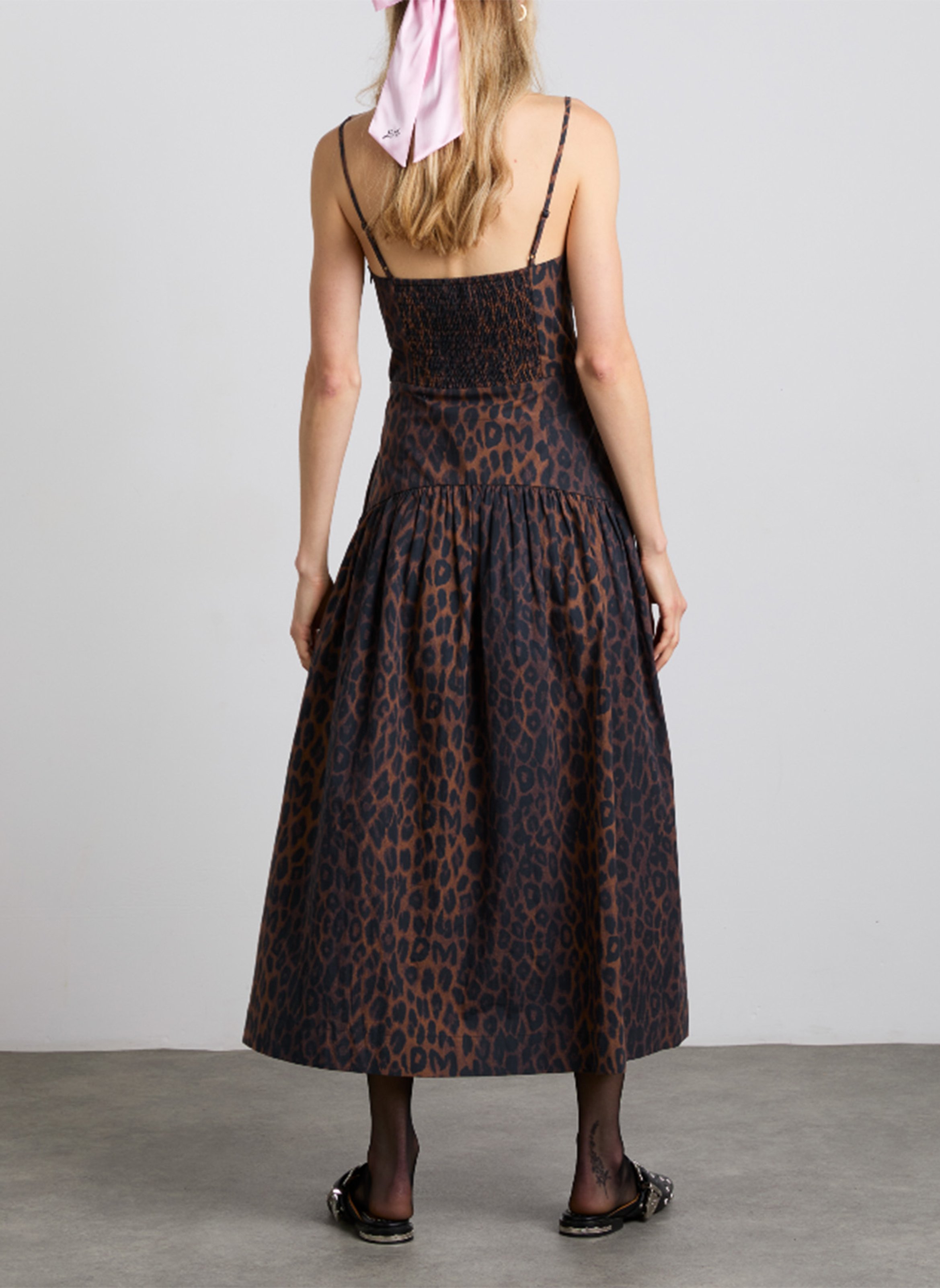Leopard print midi dress with straps DAMSON MADDER Multicolored