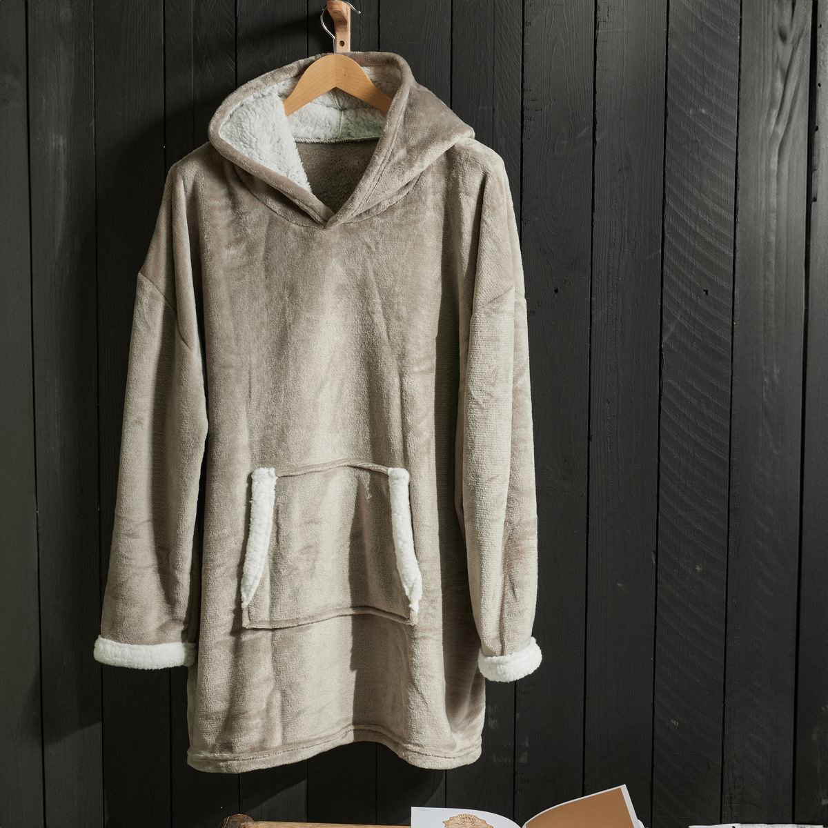 Checked fleece sweatshirt TODAY LINGE DE MAISON Beige
