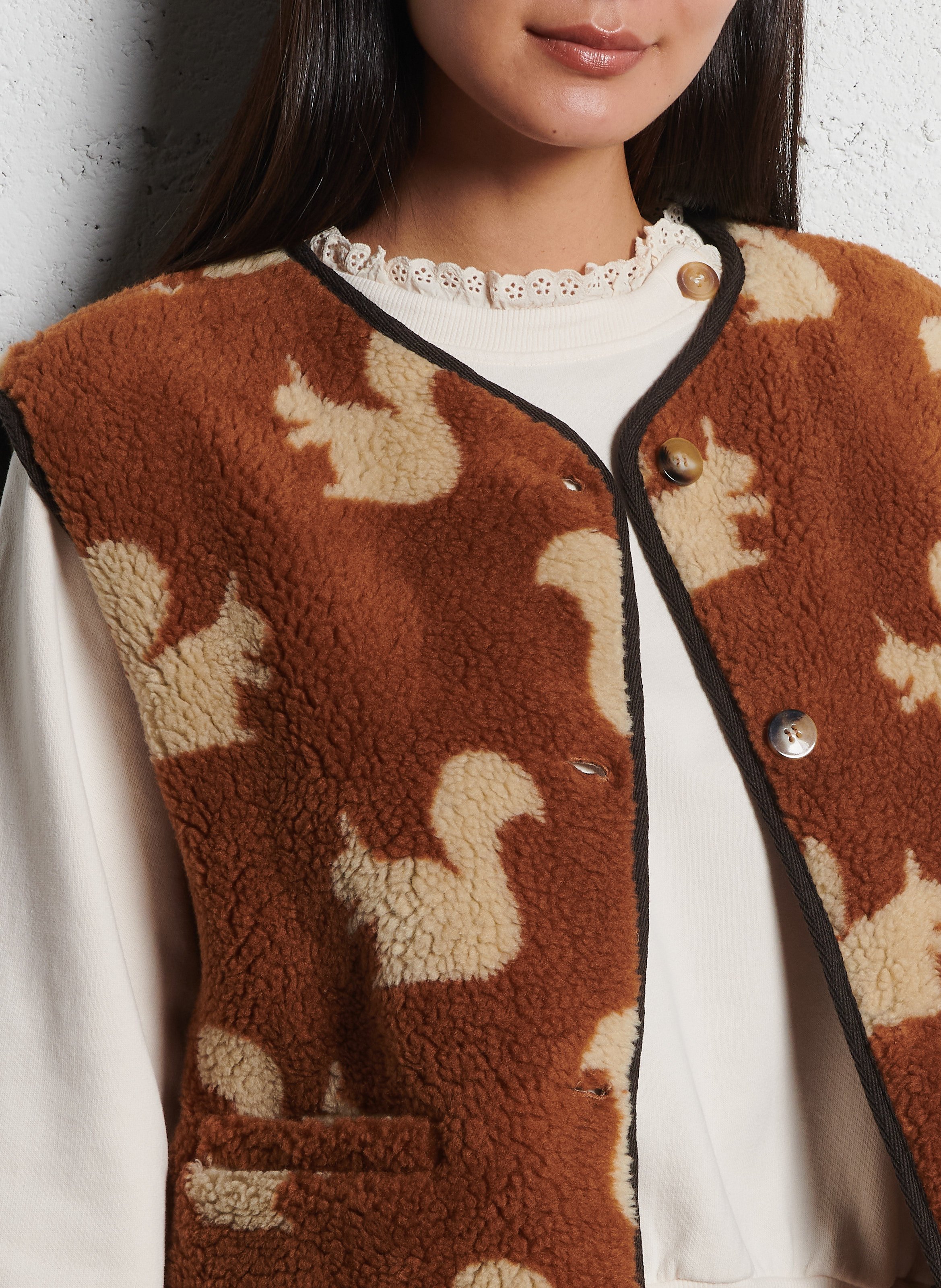 Strickjacke mit Rundhalsausschnitt EMILE ET IDA Braun