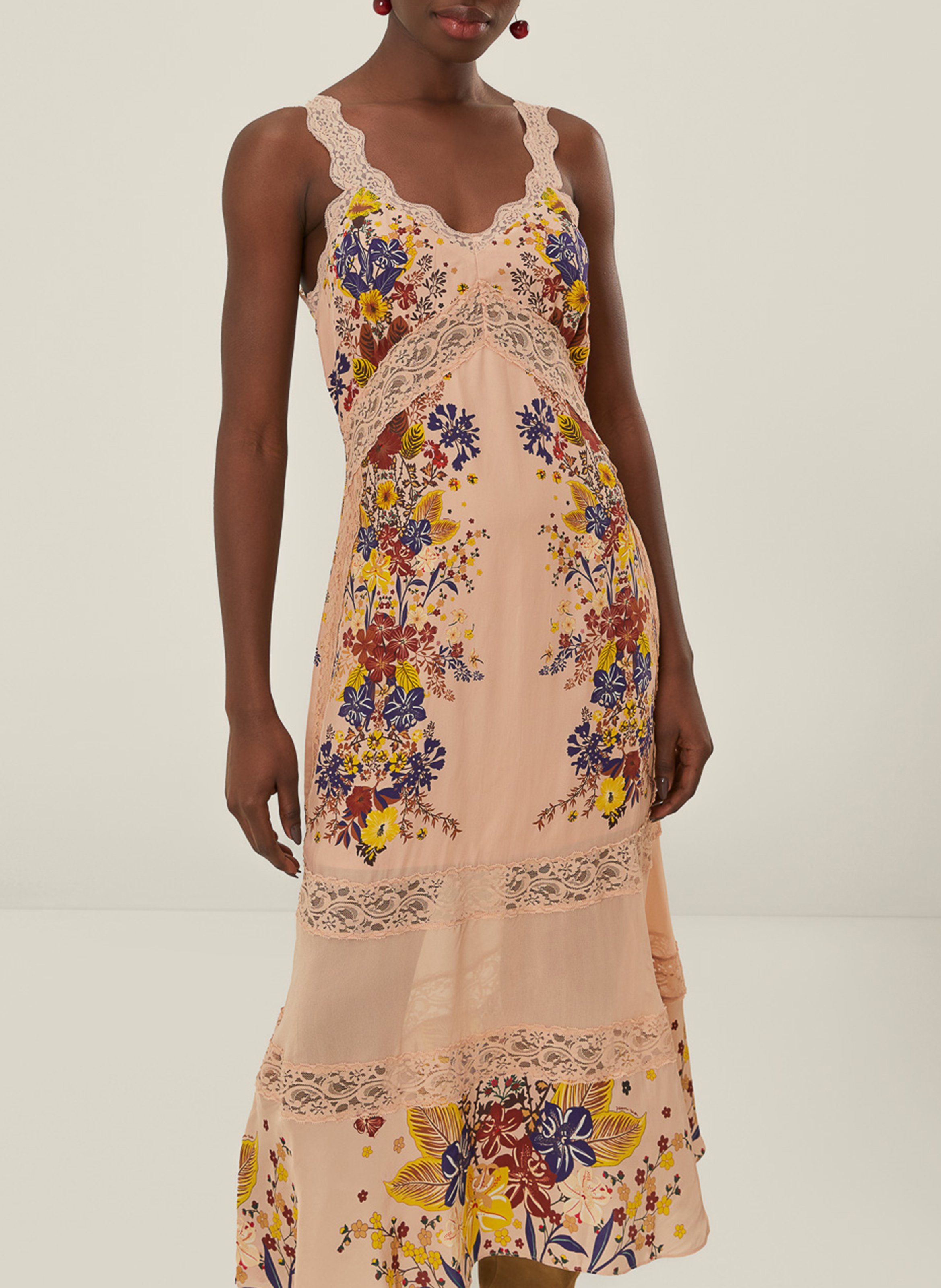 Floral print V-neck midi dress FARM RIO Pink