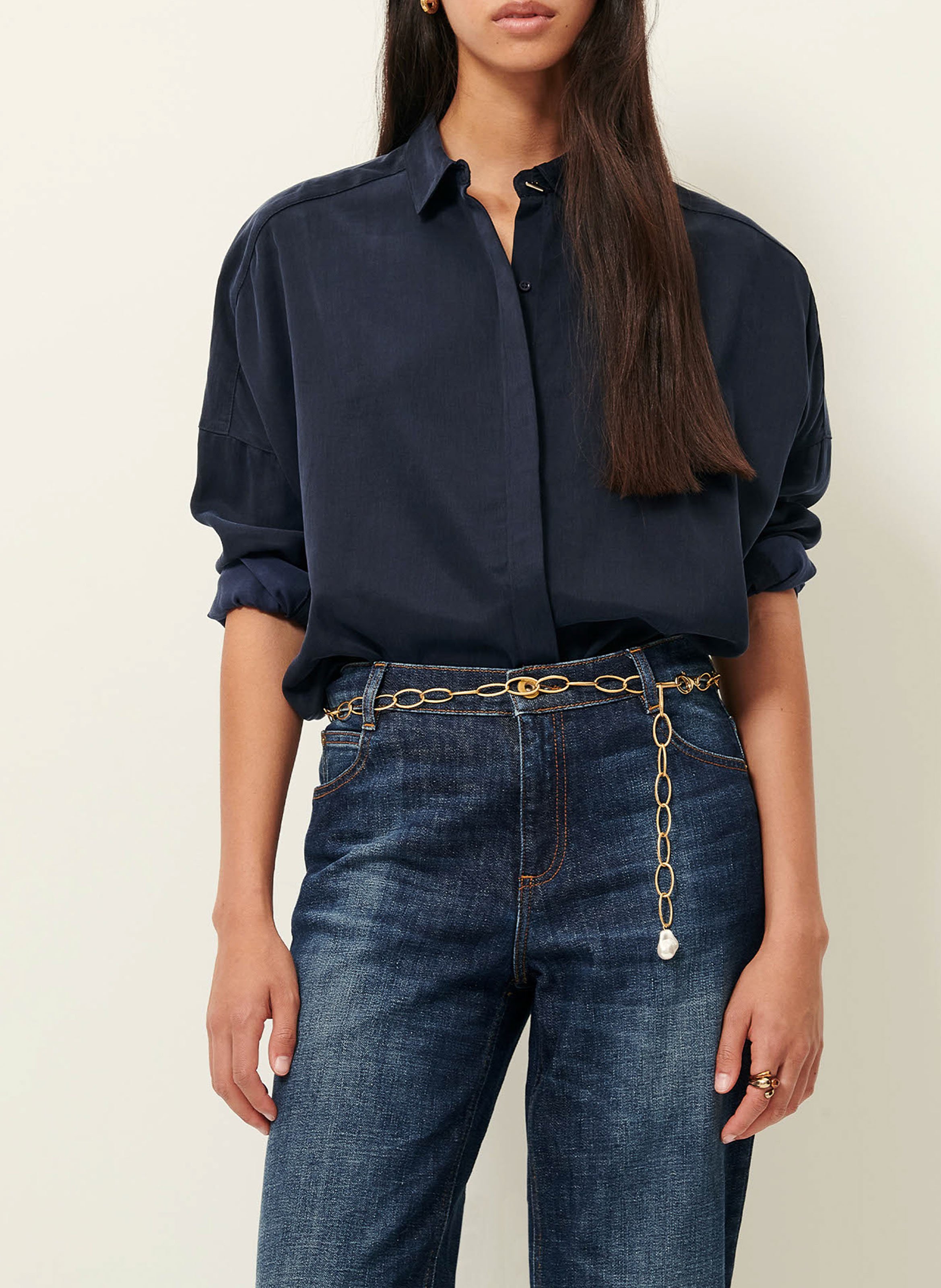 Chemise col classique satinée  SESSUN Bleu