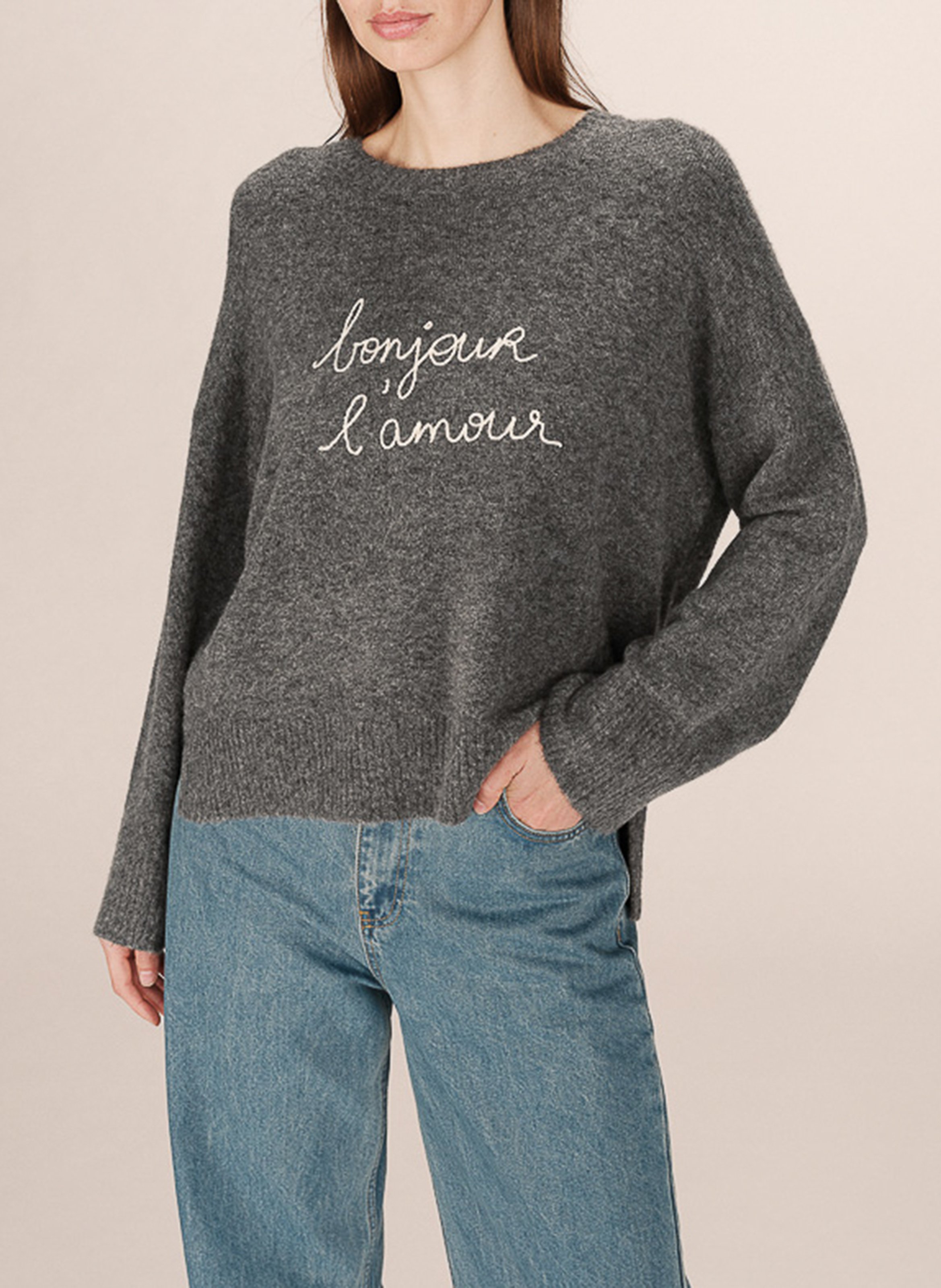 Round neck sweatshirt GRACE ET MILA Grey