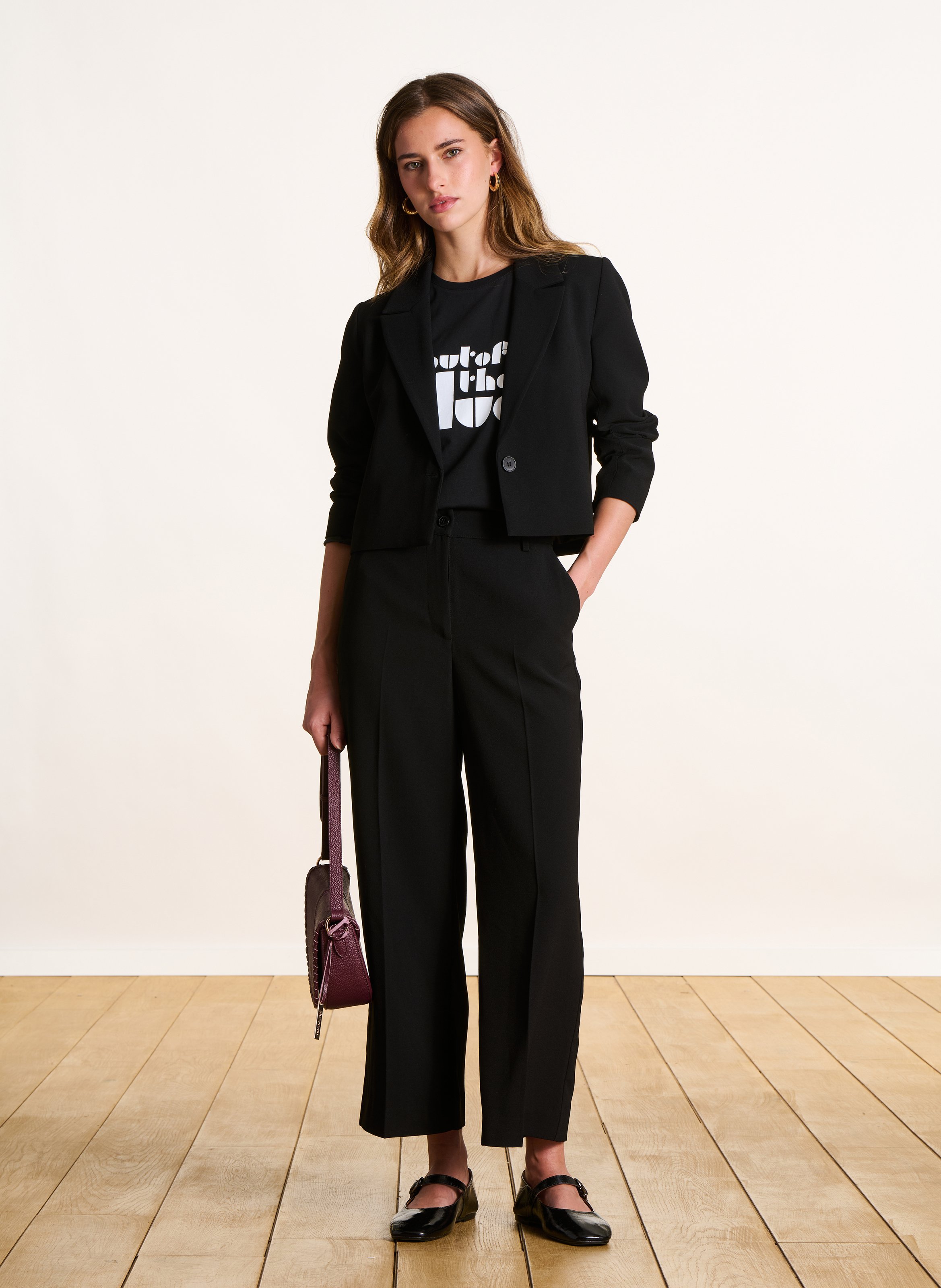 Straight 7/8 length plain trousers LA FEE MARABOUTEE Black