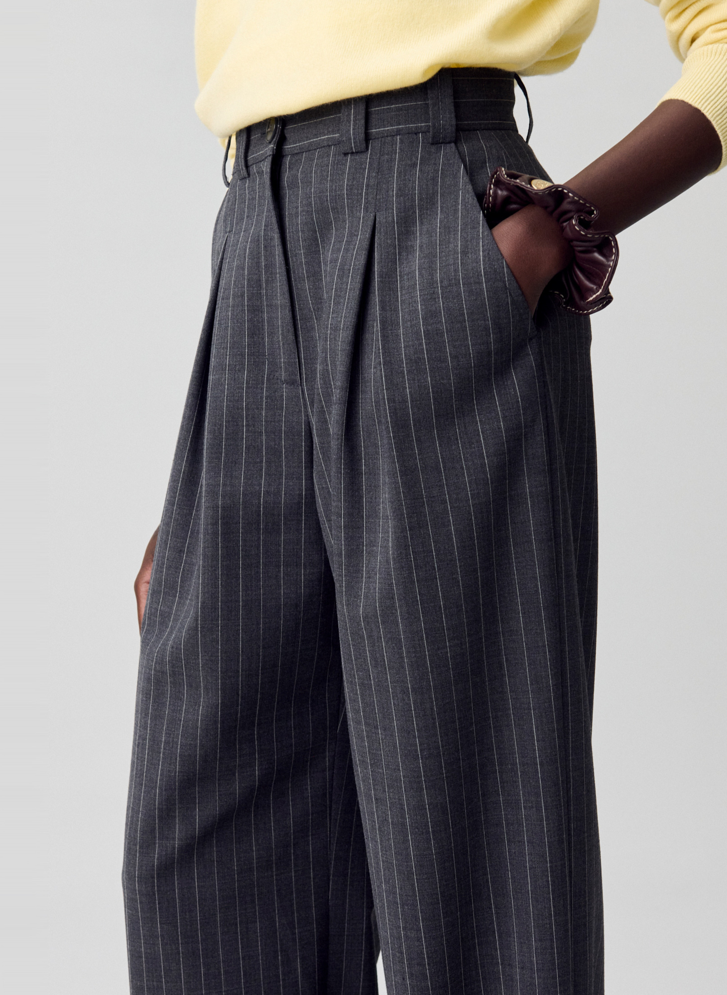 Pantalon large rayé CLAUDIE PIERLOT Gris