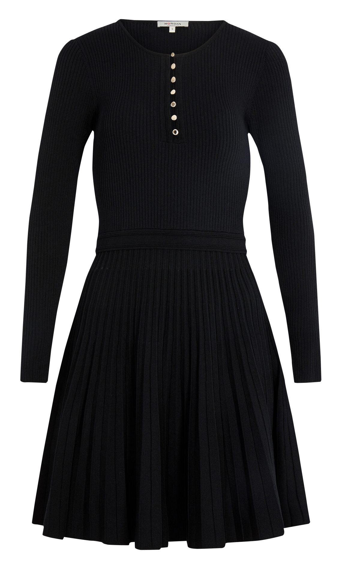 Round-neck knit midi dress MORGAN Black