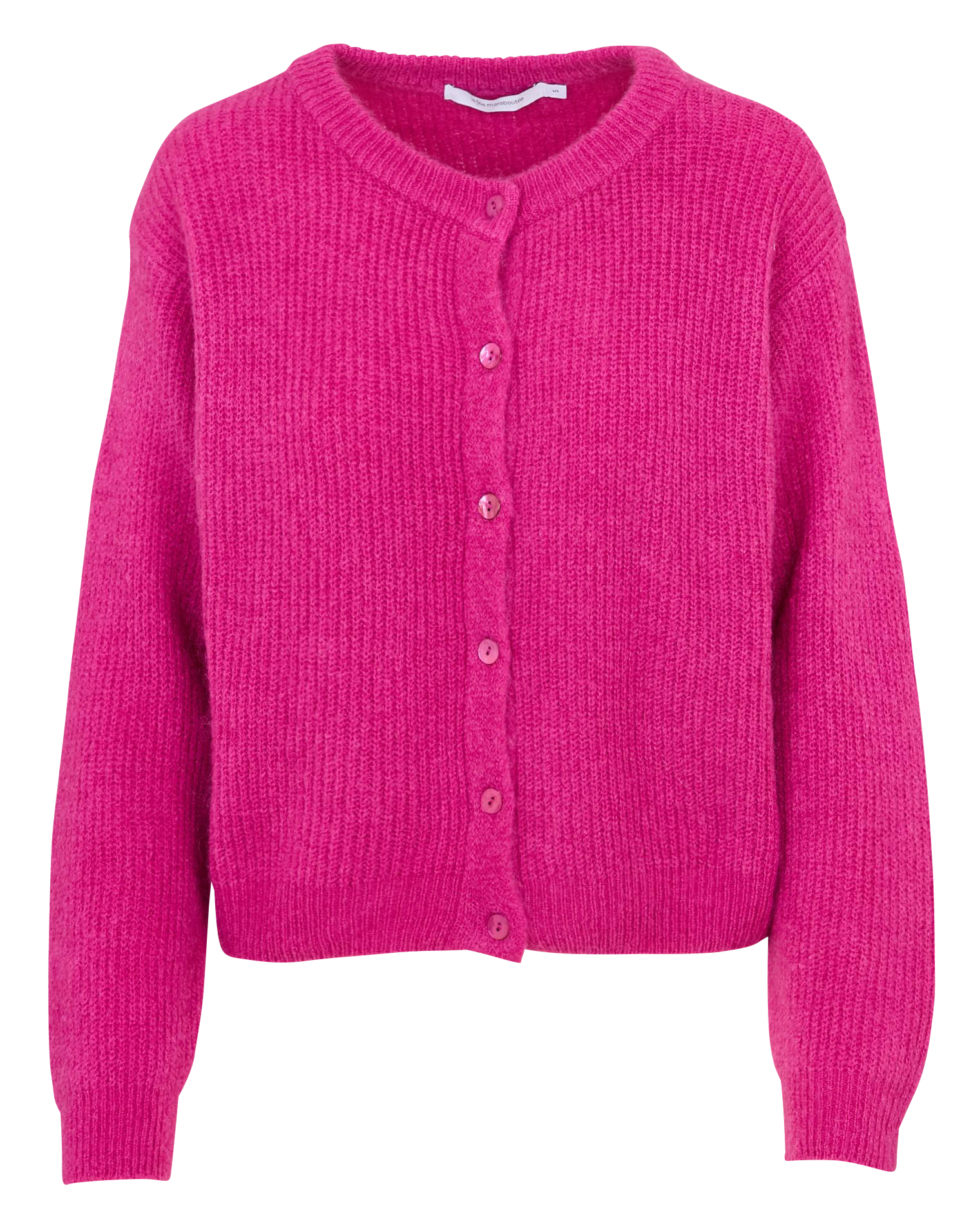 Weite Strick-Mix-Jacke mit Rundhalskragen LA FEE MARABOUTEE Rosa