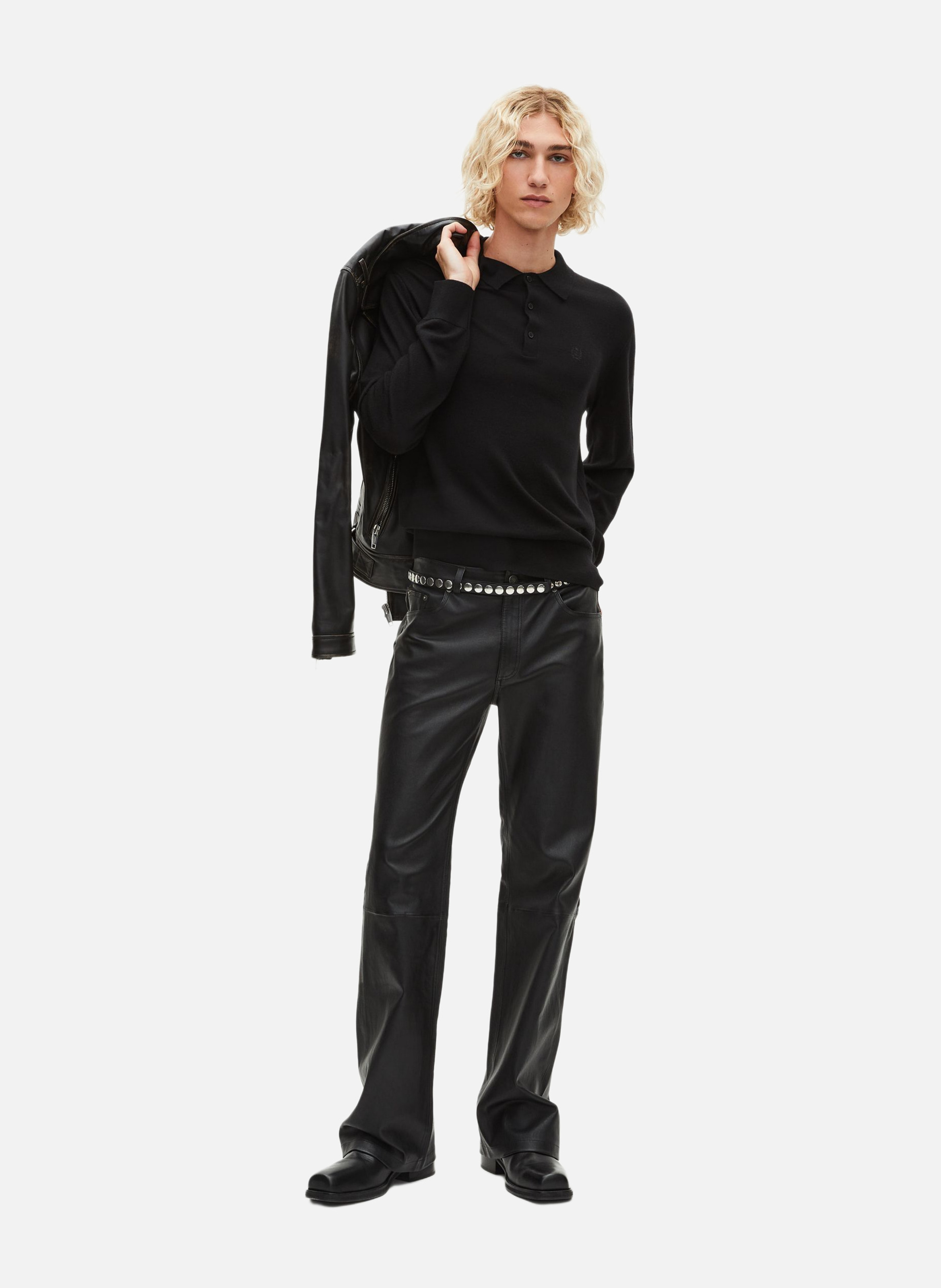 Merino wool sweater with polo collar THE KOOPLES Black