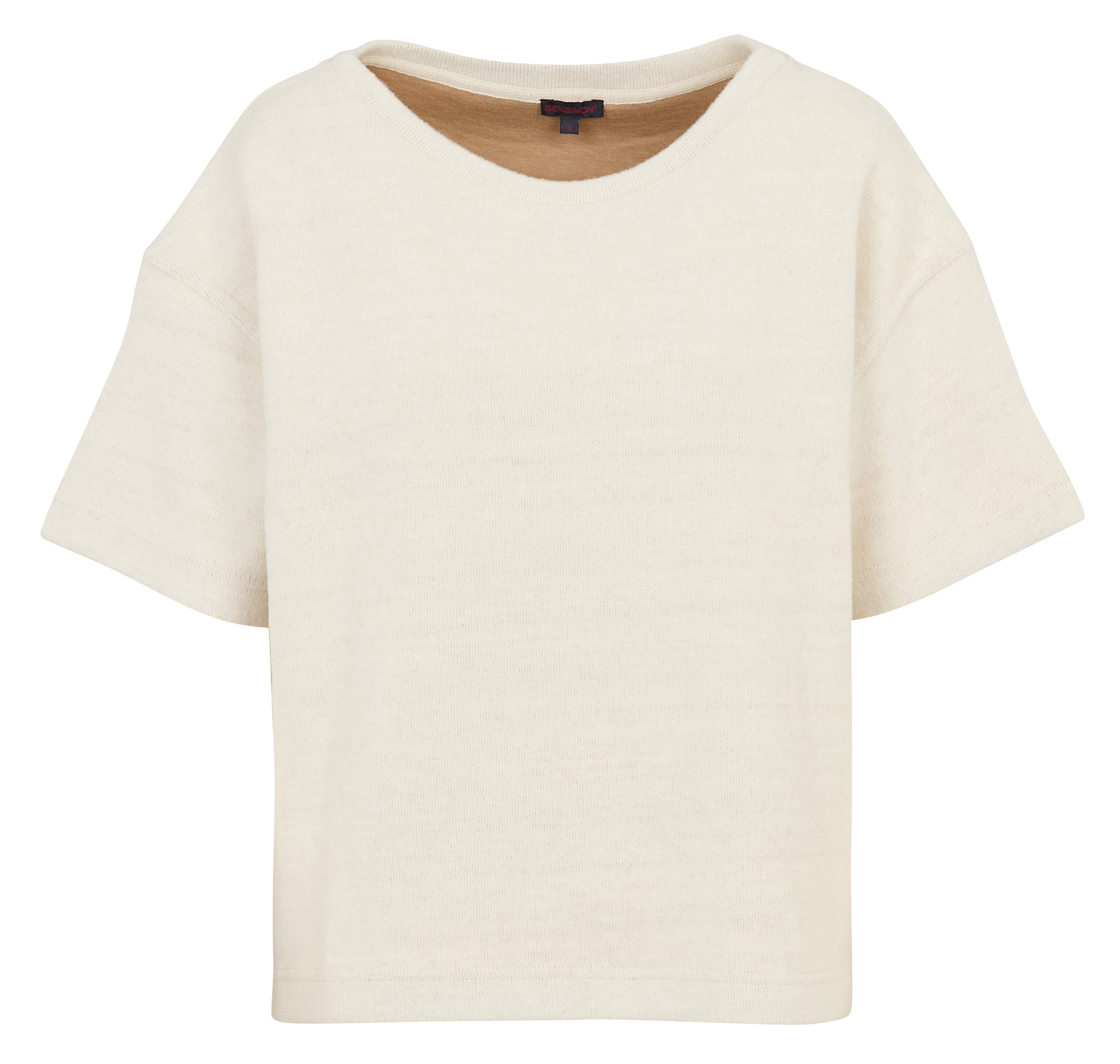 T-shirt van wolmix met ronde hals BENSIMON Wit