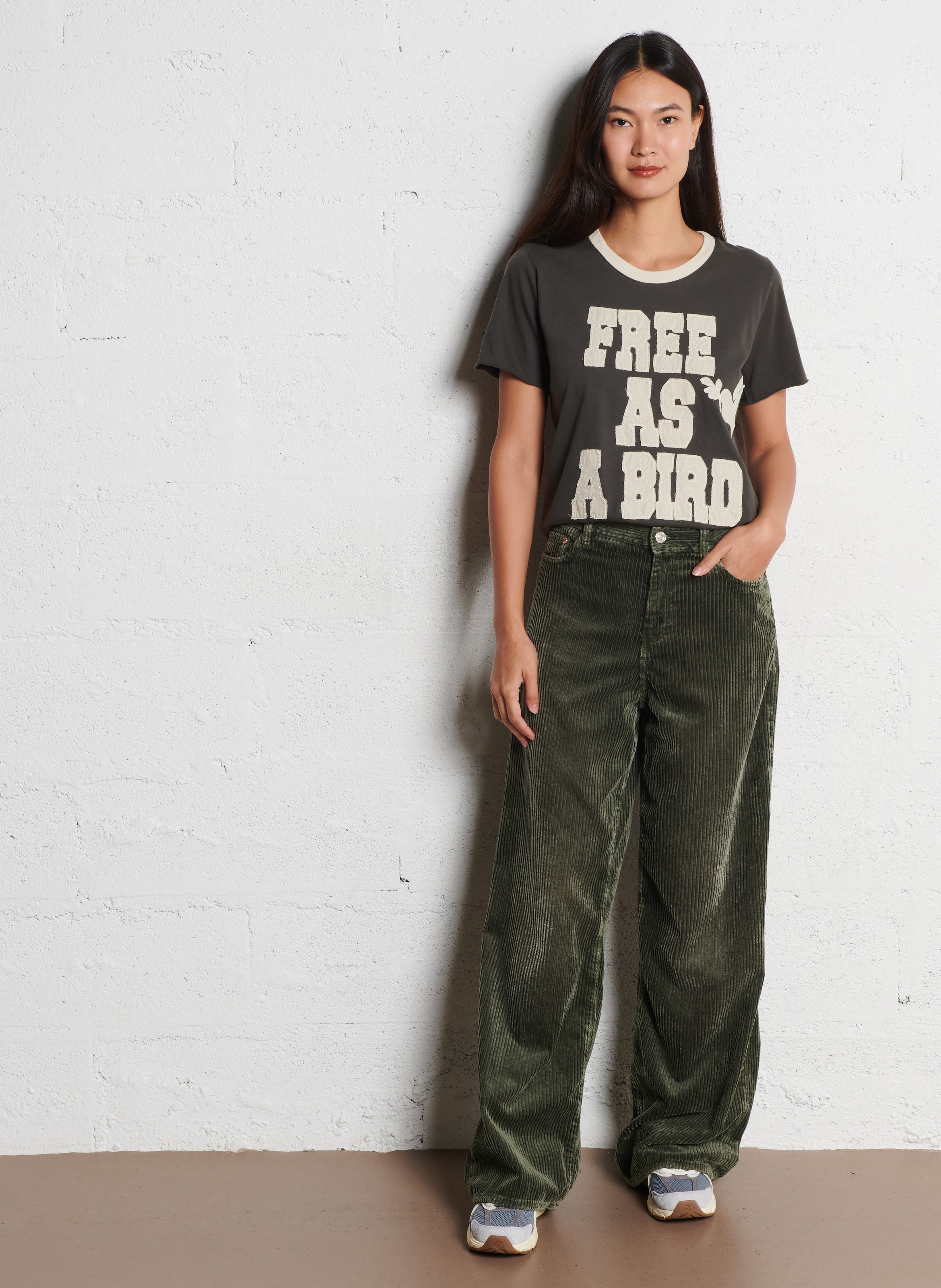 T-shirt van biokatoen met ronde hals LEON & HARPER Grijs