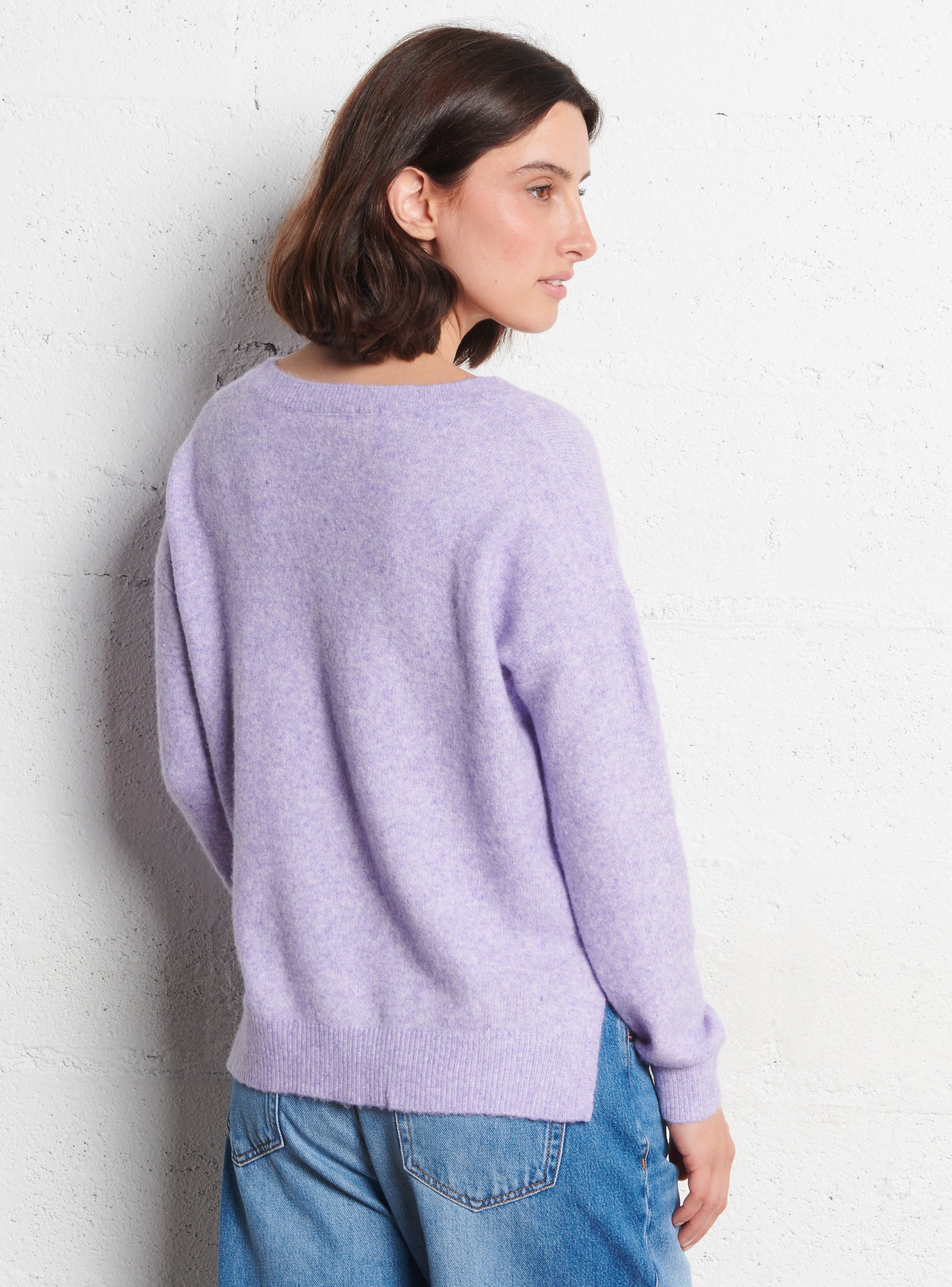 Pull col V  LA PETITE ETOILE Violet