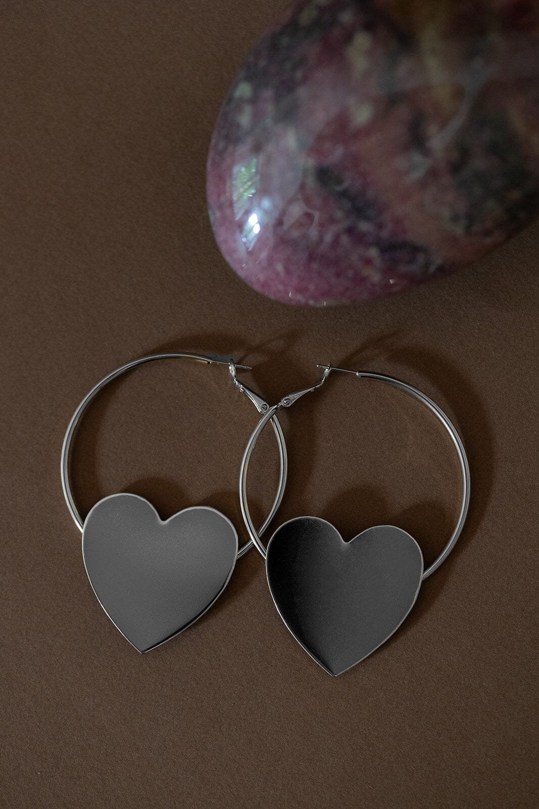 Gold-plated heart-shaped hoop earrings MONSIEUR SIMONE Silver