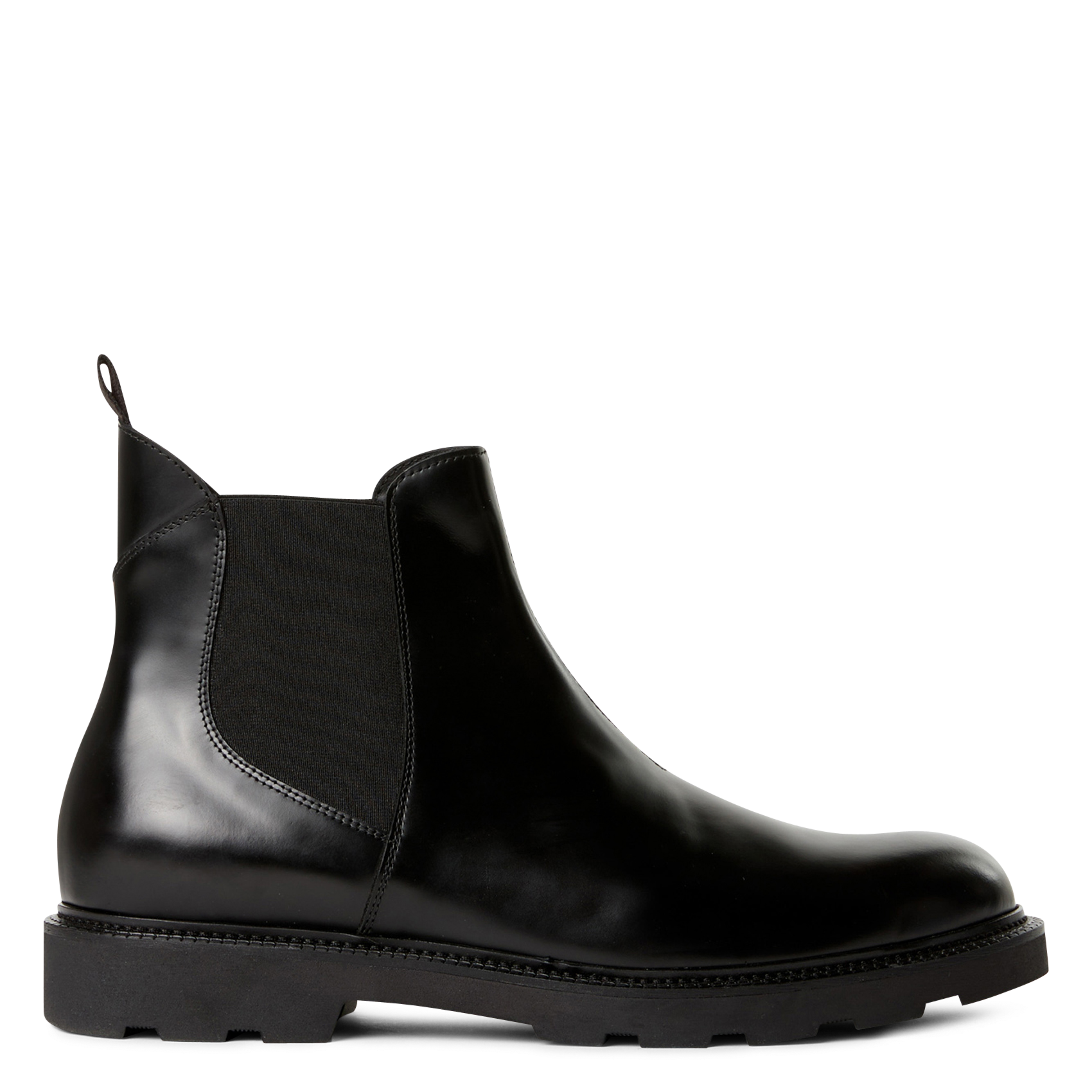 Plain leather elastic ankle boots SAISON 1865 Black