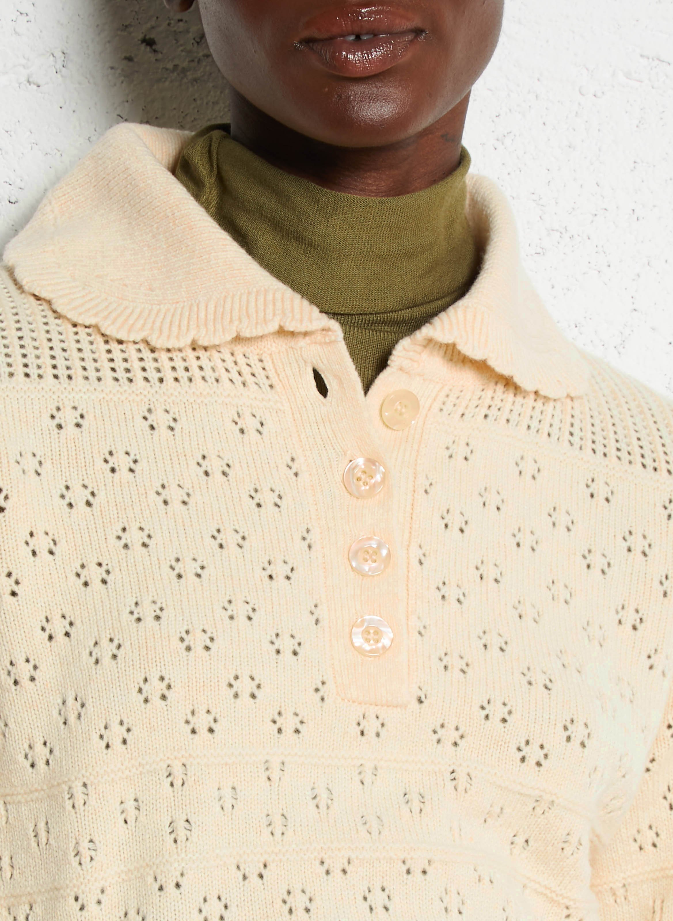 Straight wool sweater with Peter Pan collar PETITE MENDIGOTE Beige