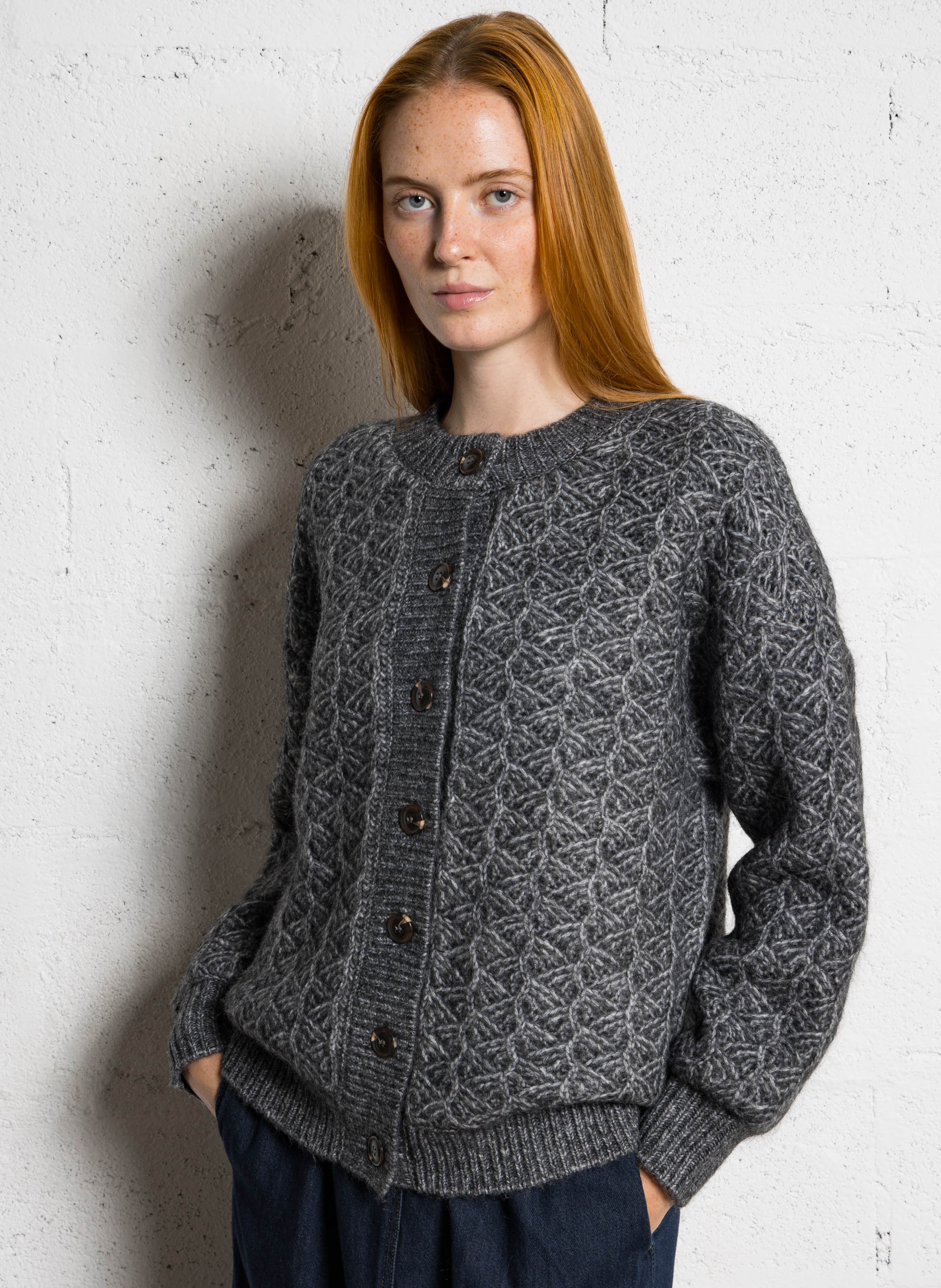 Rechte gebreide vest MAISON 123 Grijs