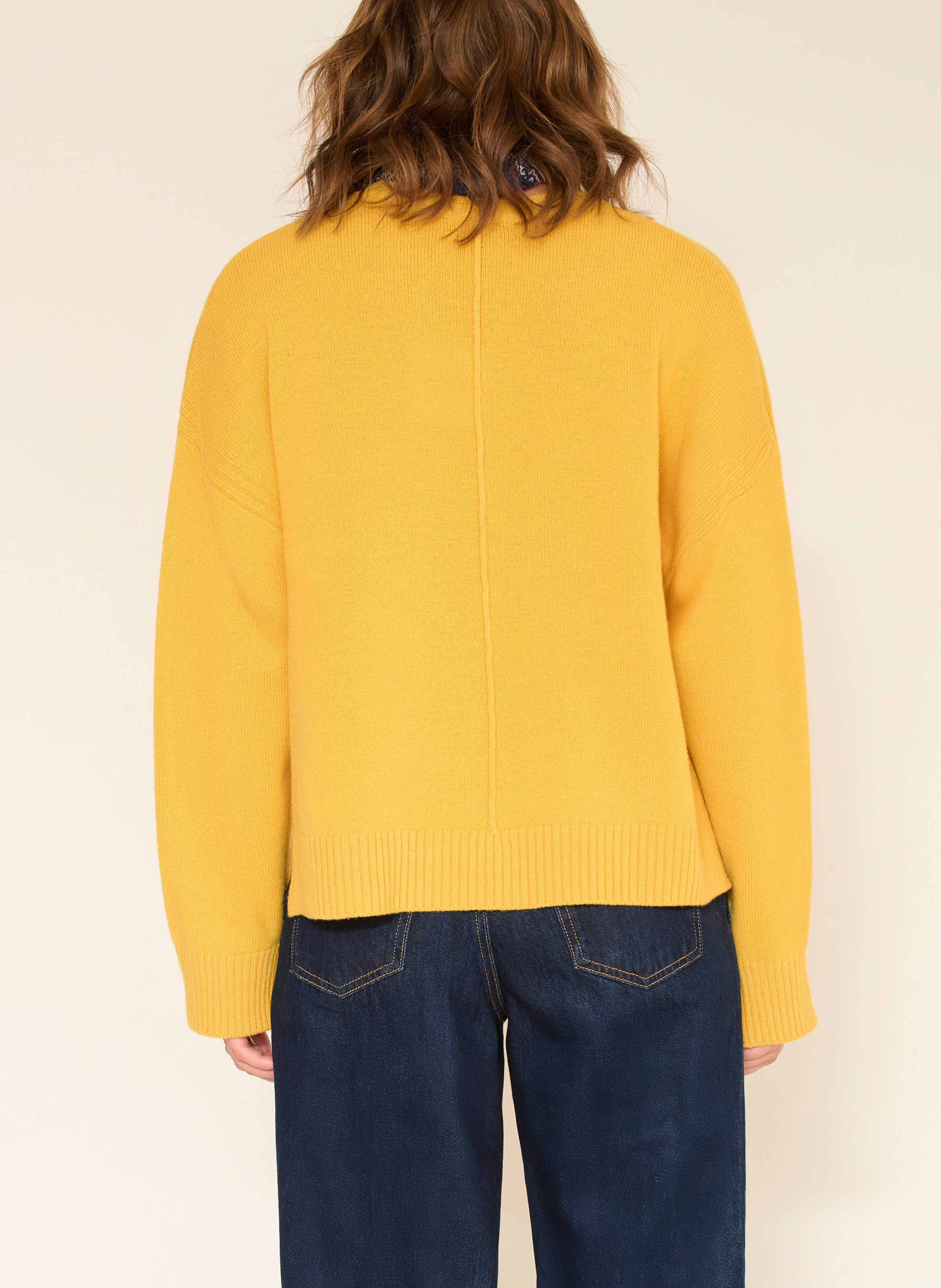 Loose-fit round-neck merino wool sweater MKT Yellow