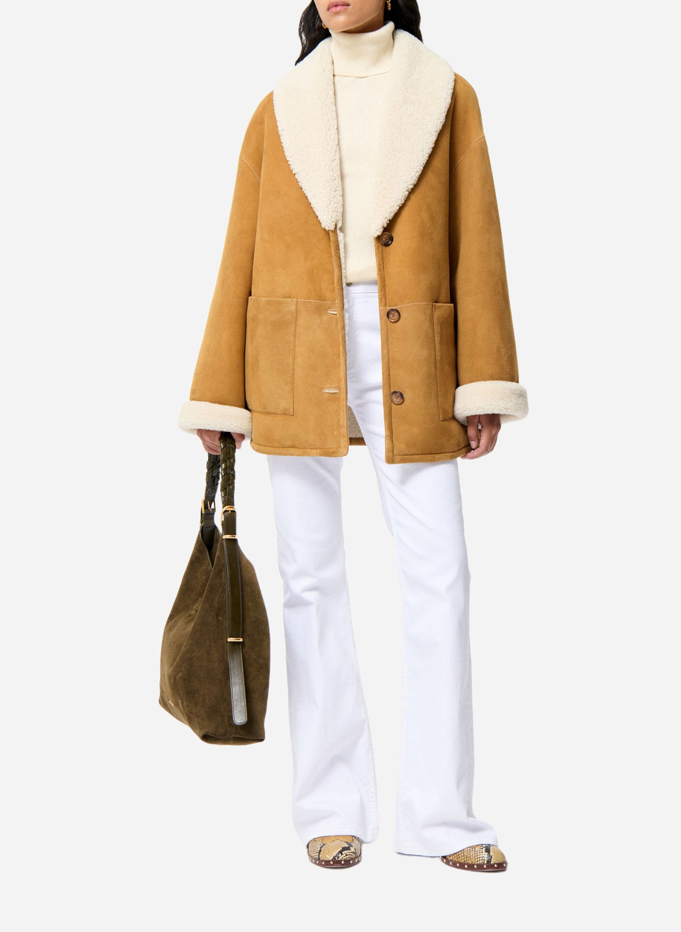 Leather jacket with shawl collar VANESSA BRUNO Brown