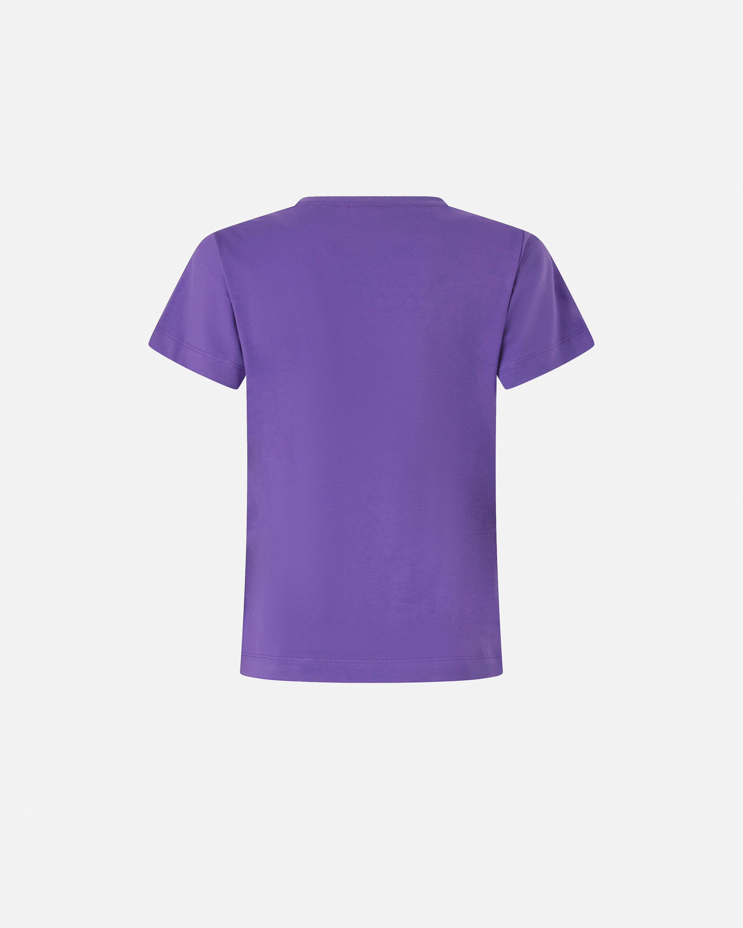 T-shirt with embroidered love birds monogram logo with crystals. PINKO Purple