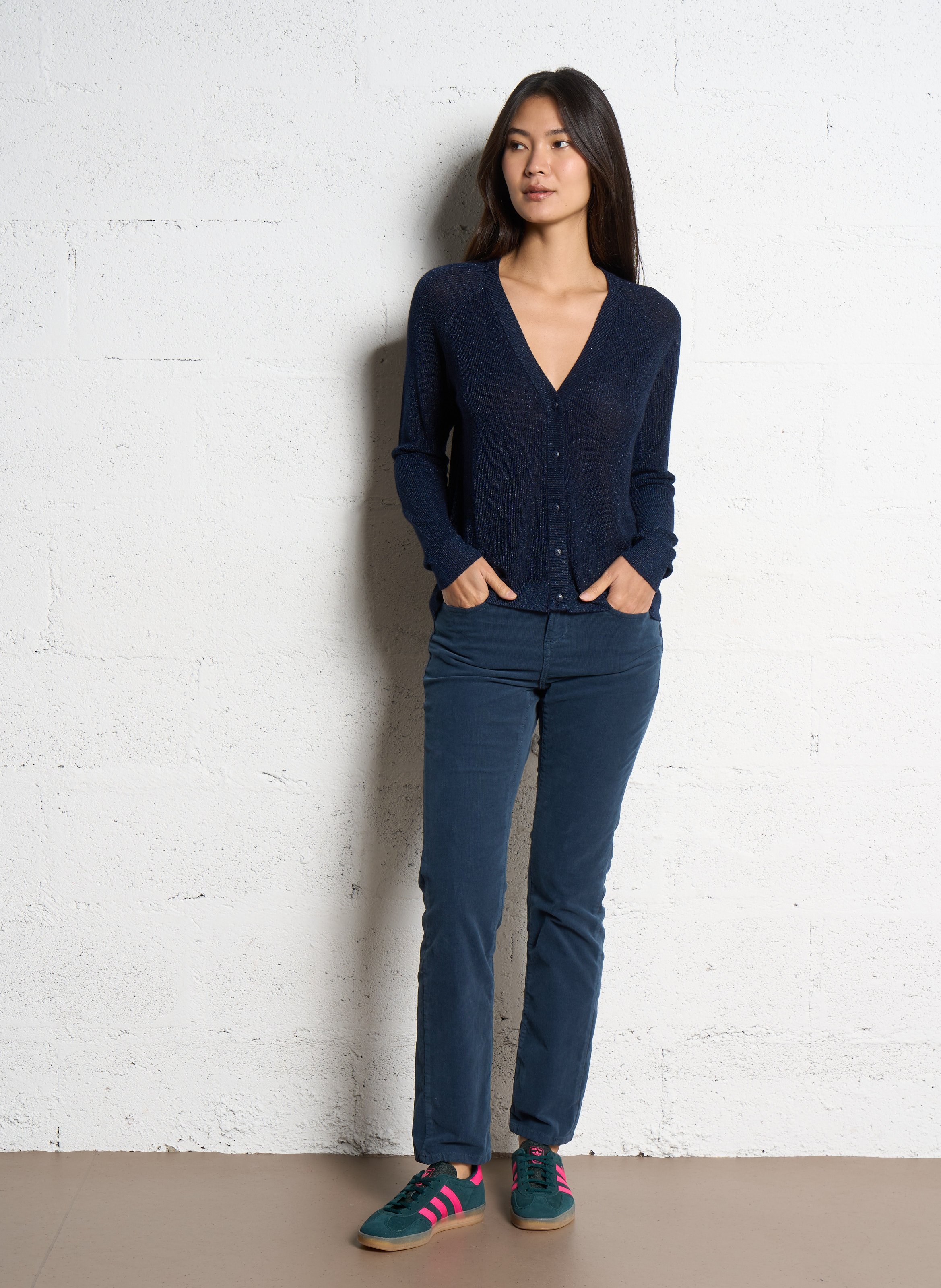 Gilet droit à col V SUD EXPRESS Bleu