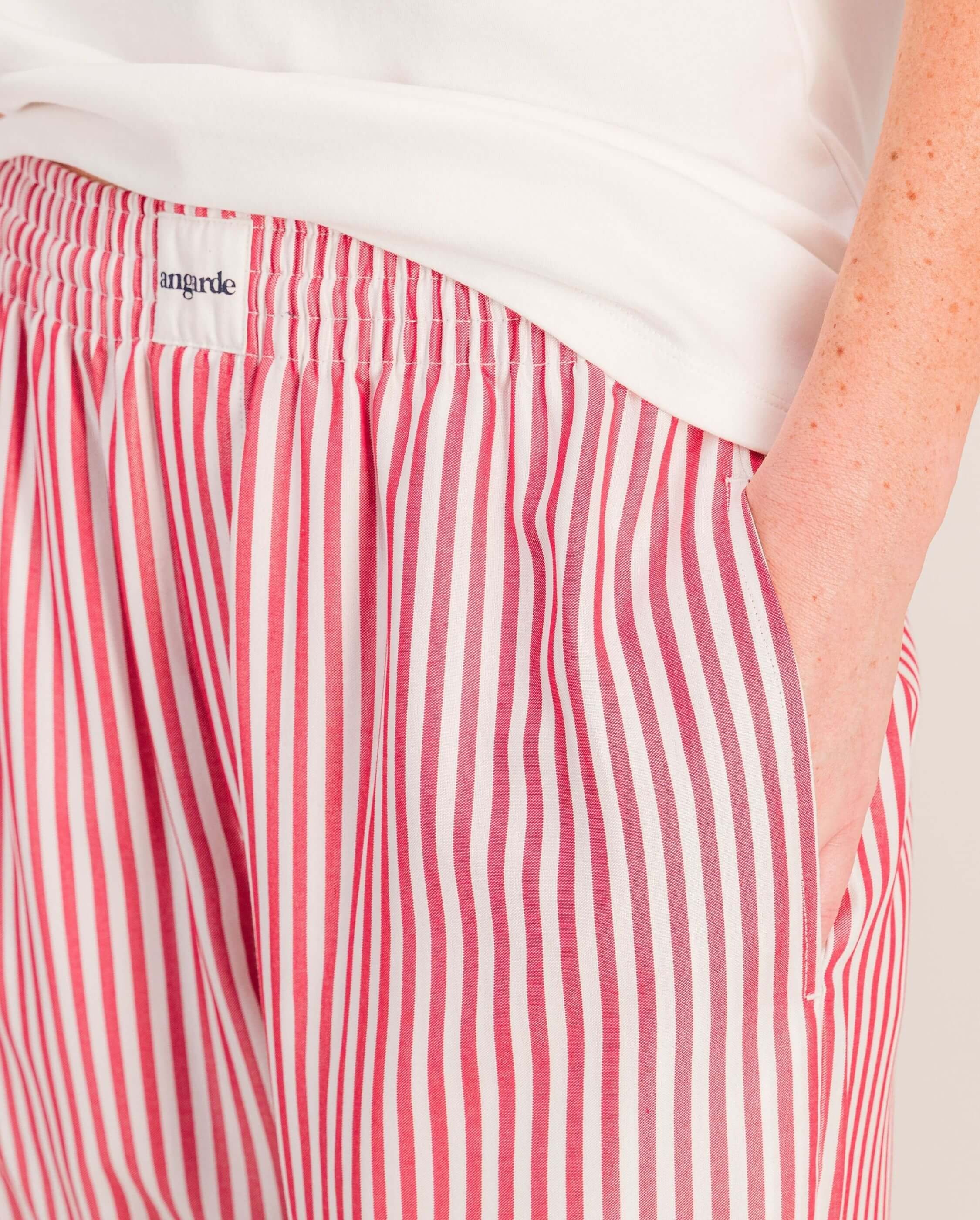 Women's tencel pants, red stripes ANGARDE Red