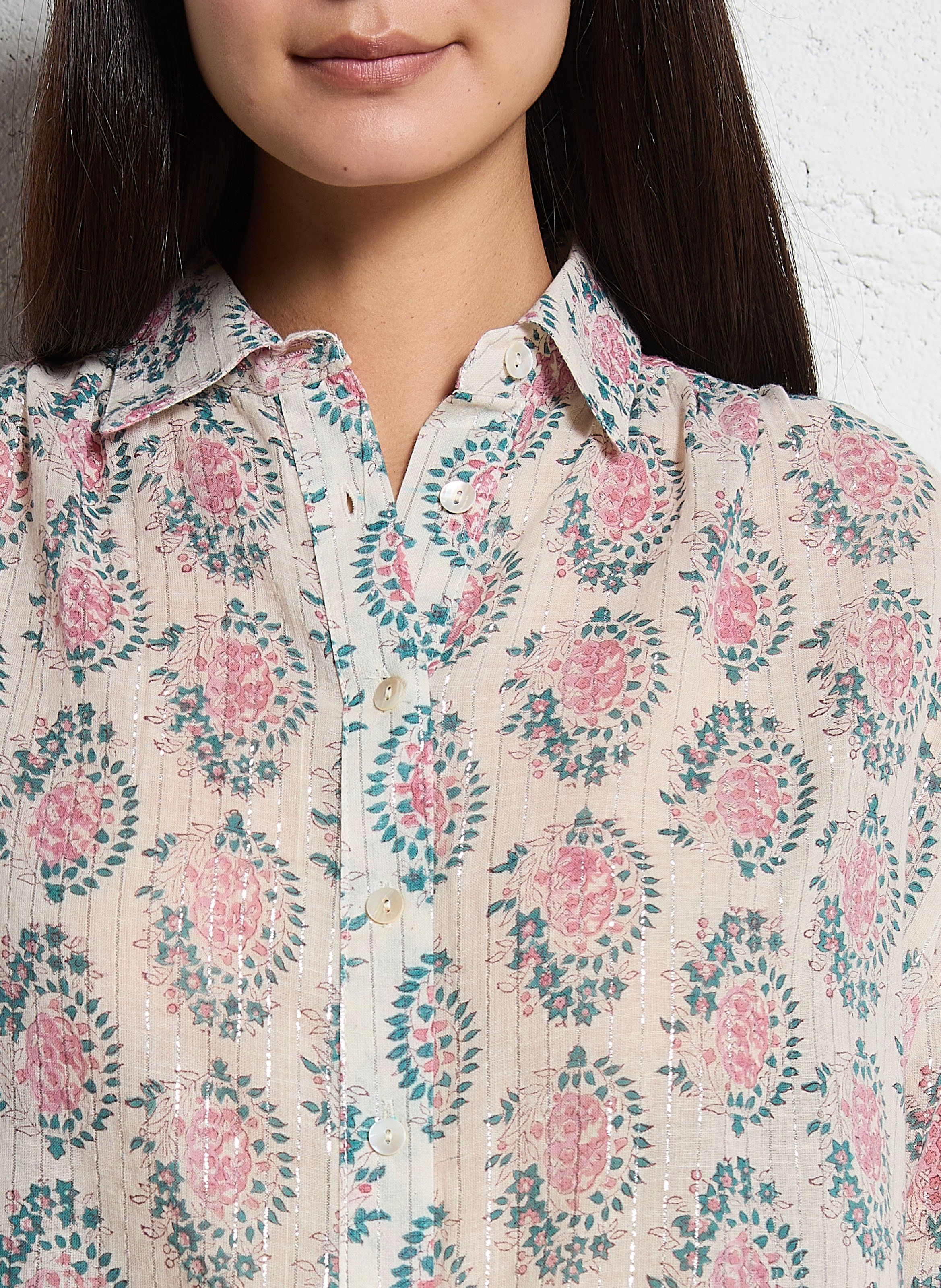 Chemise oversize col classique en coton mélangé MAISON HOTEL Rose