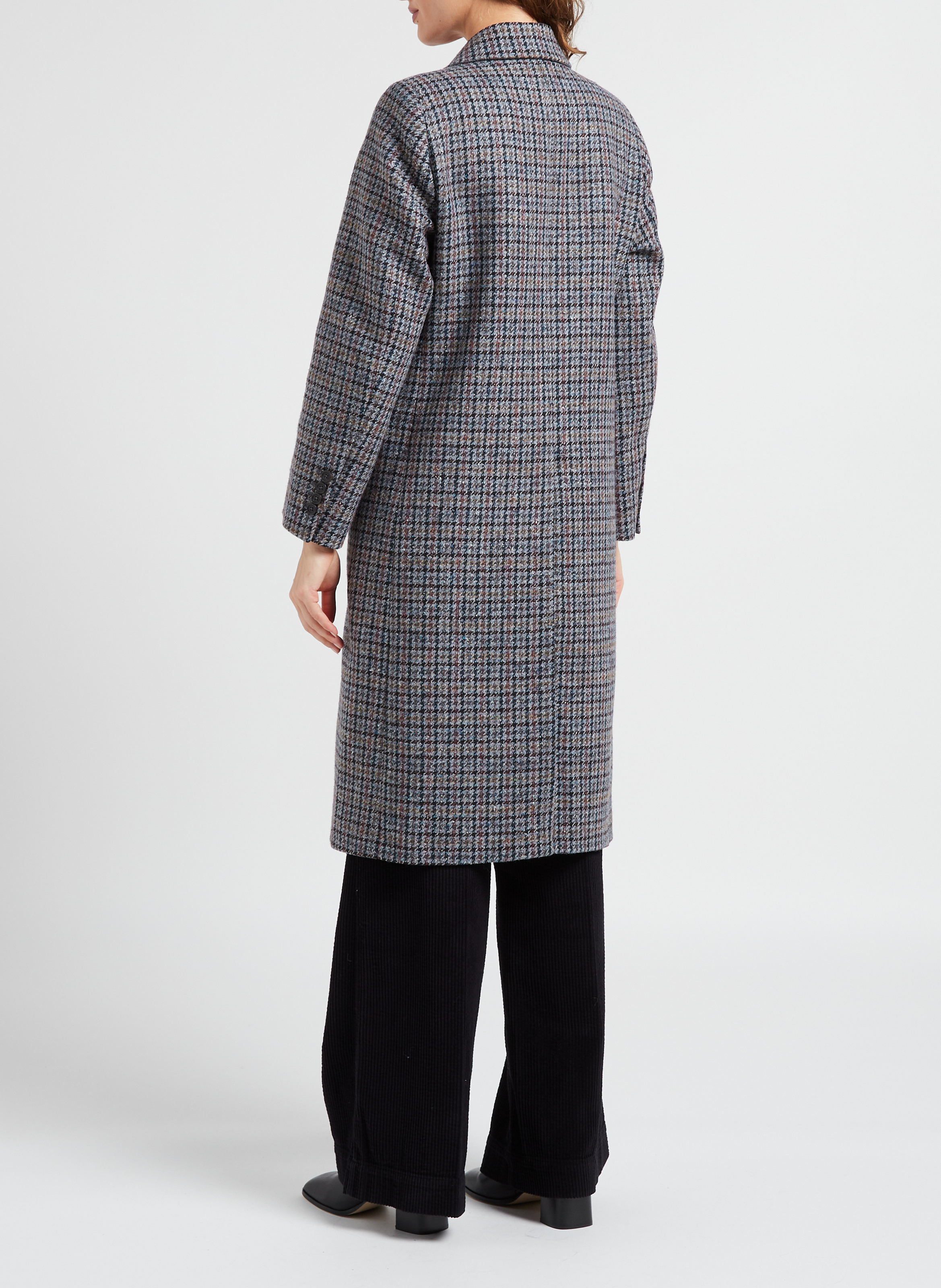 Langer Karomantel aus Wollmix mit Reverskragen PAUL AND JOE Blau