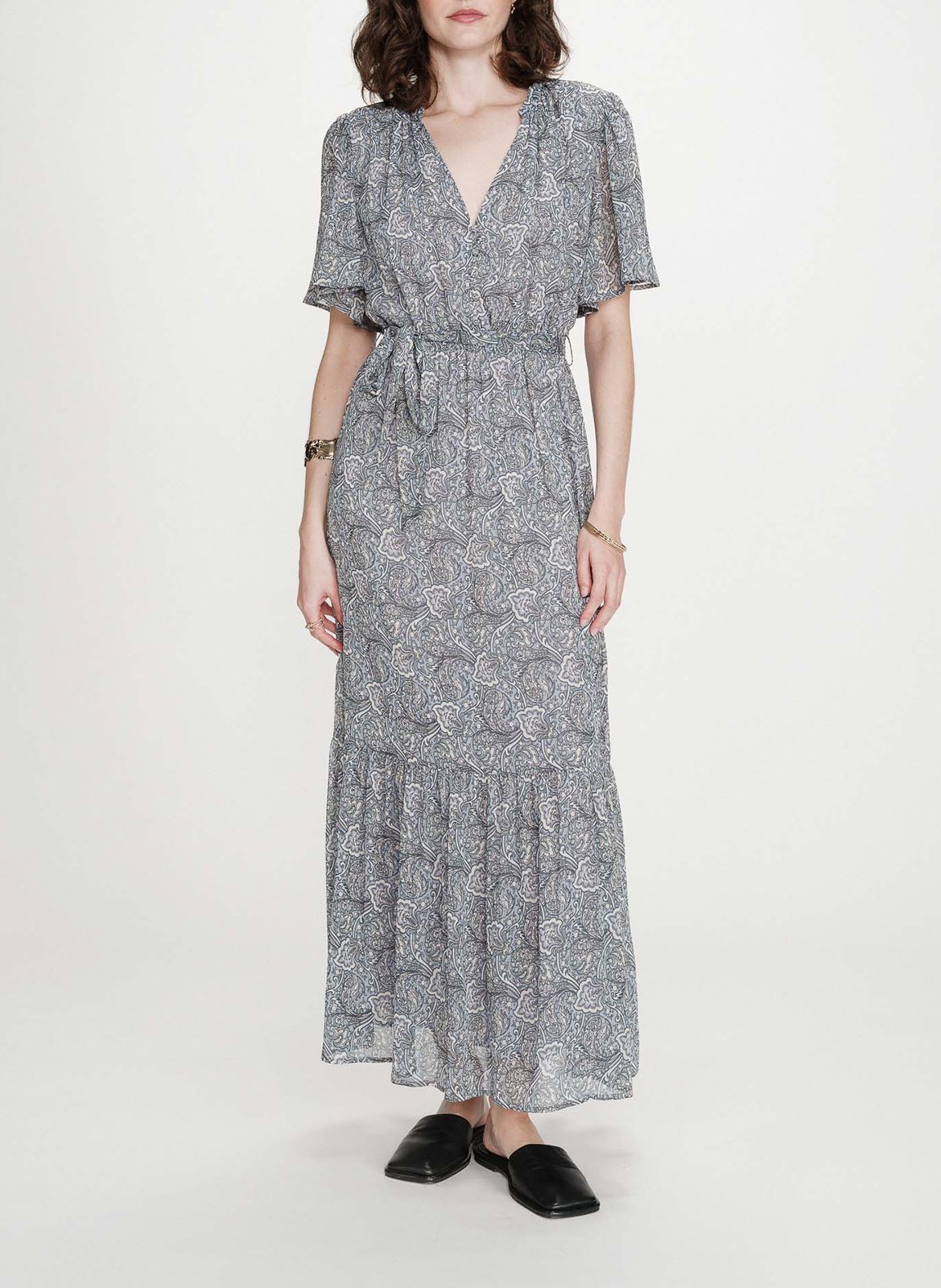 Robe longue imprimée col V GRACE ET MILA Bleu