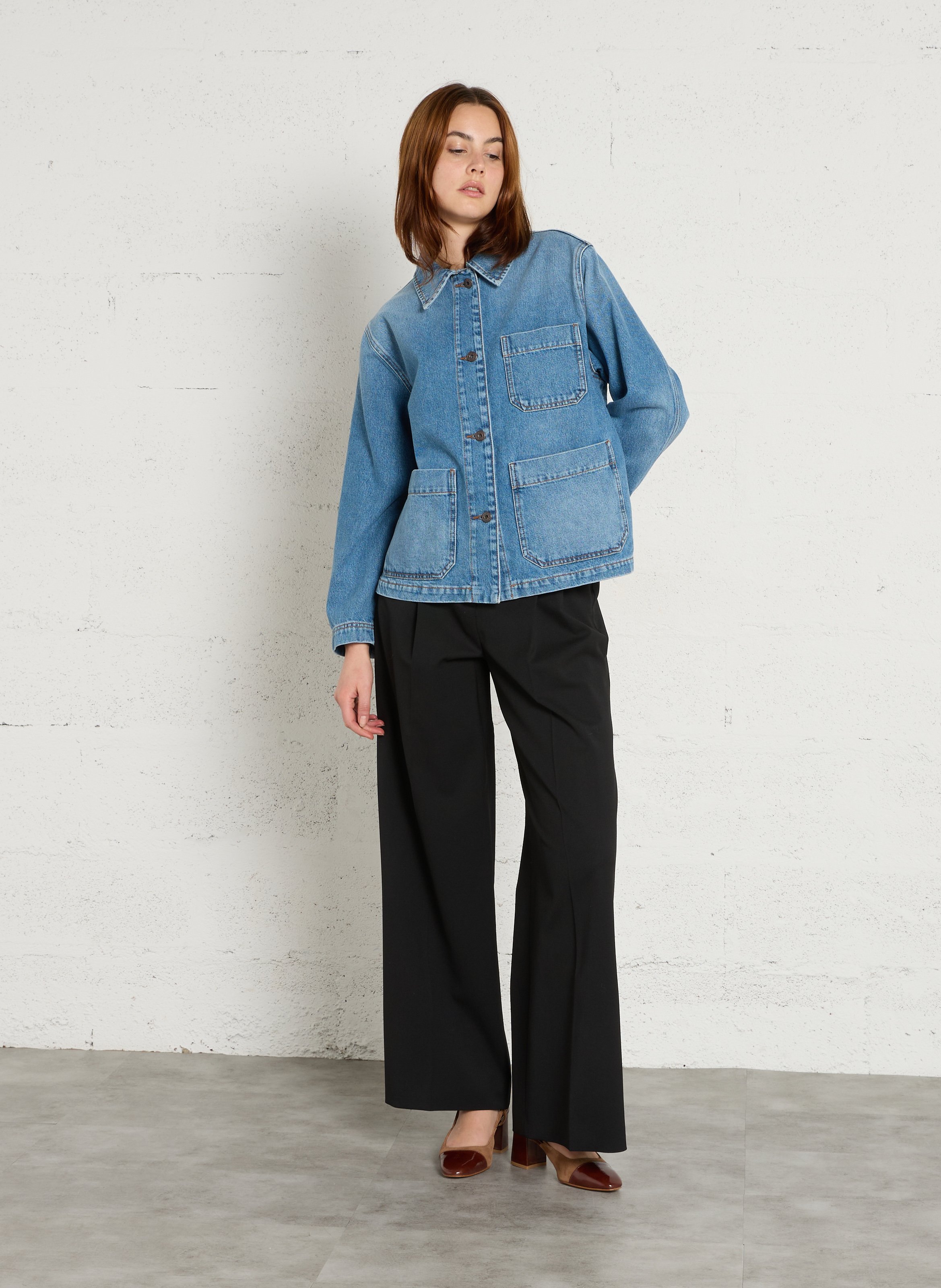 Veste droite boutonnée en jean MAX MARA WEEK END Bleu